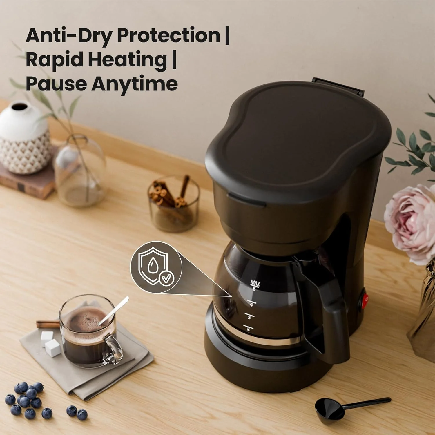 5-Cup Drip Coffee Maker - Programmable, Auto Brew, Auto Pause, Keep Warm Function CM3710H - Image 12