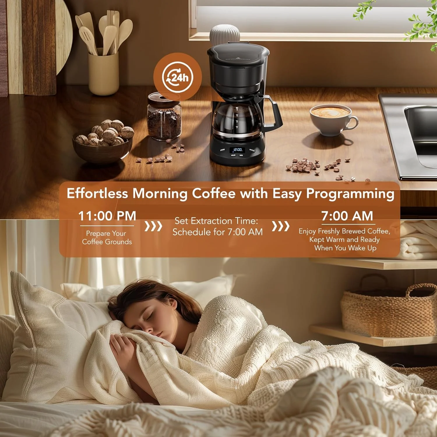 5-Cup Drip Coffee Maker - Programmable, Auto Brew, Auto Pause, Keep Warm Function CM3710H - Image 3