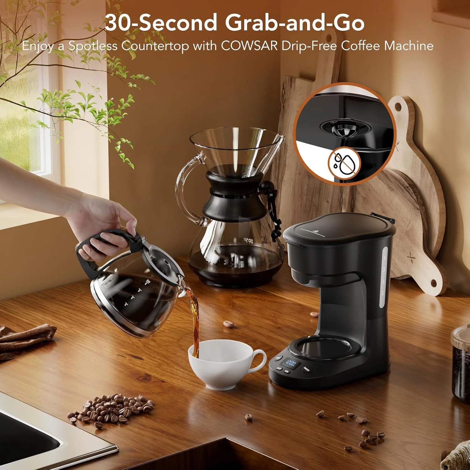 5-Cup Drip Coffee Maker - Programmable, Auto Brew, Auto Pause, Keep Warm Function CM3710H - Image 4