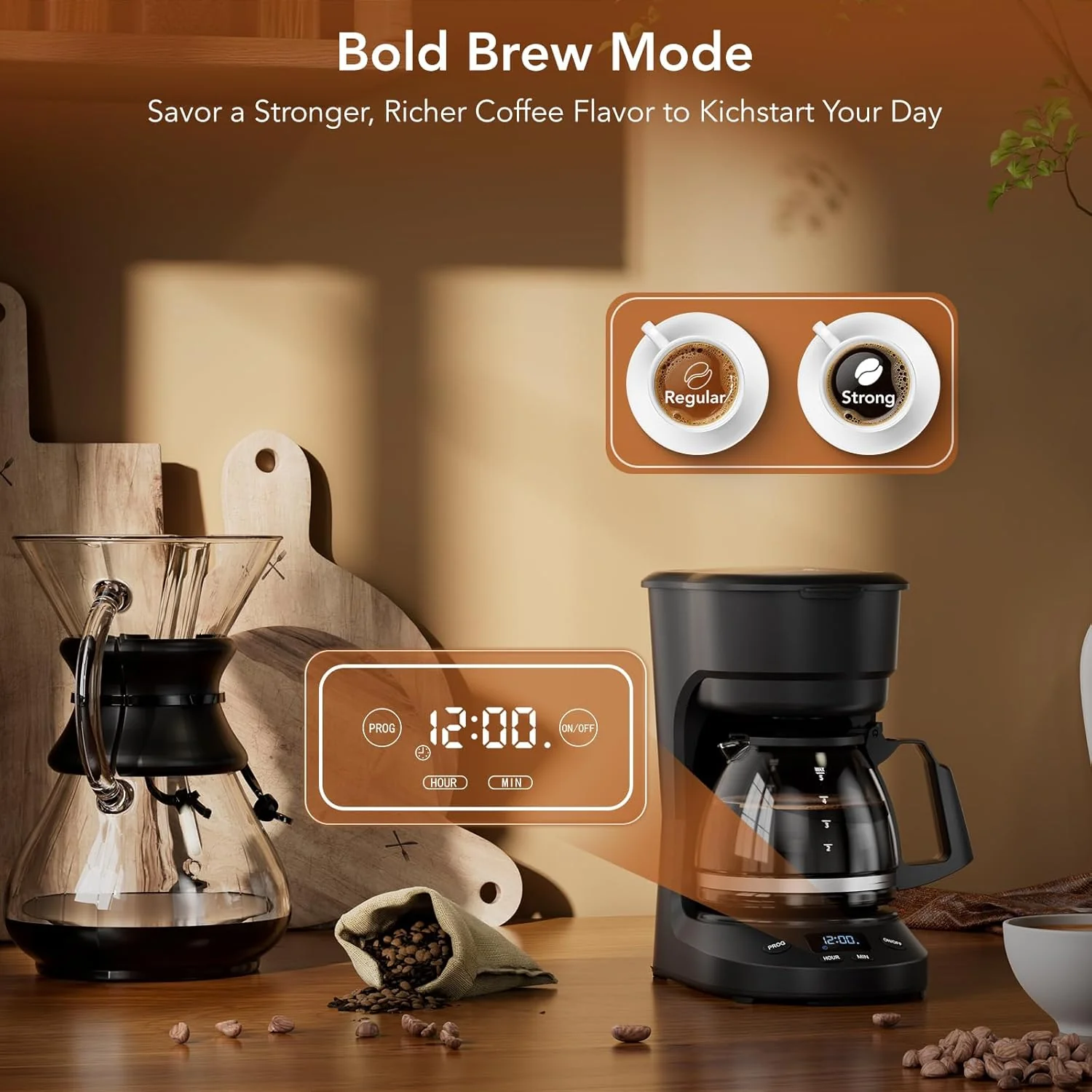 5-Cup Drip Coffee Maker - Programmable, Auto Brew, Auto Pause, Keep Warm Function CM3710H - Image 5