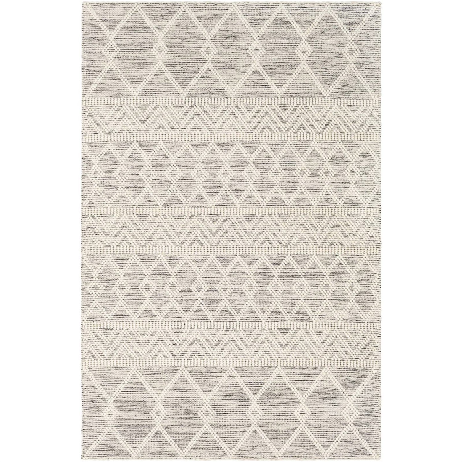 5-ft. x 7.5-ft. Hand Woven Wool Blend Grey Beige Ivory Persian Style Area Rug - Image 4