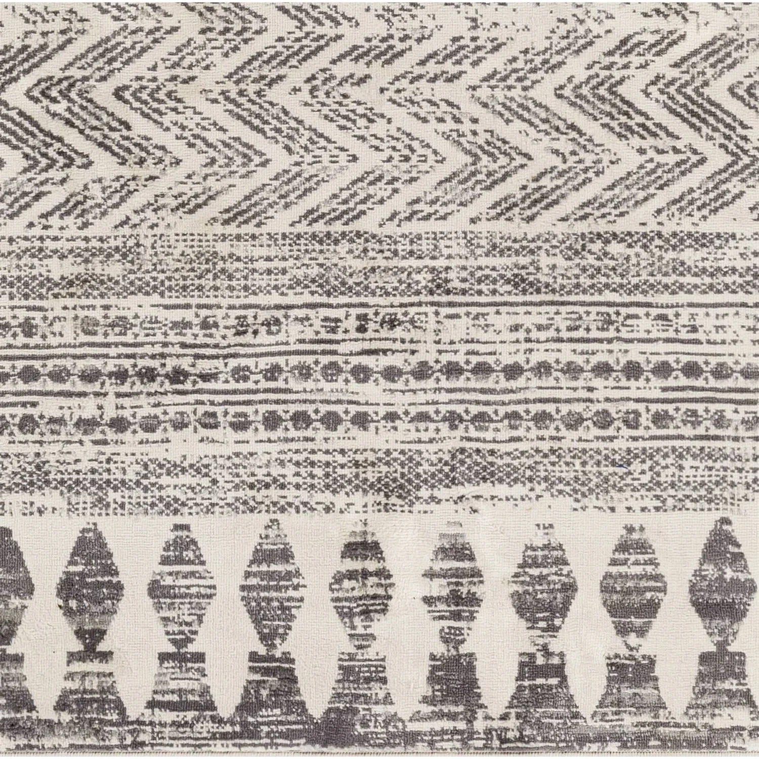 5-ft. x 7-ft. Grey Ivory Chevron Stripe Geometric Boho Style Area Rug - Image 4