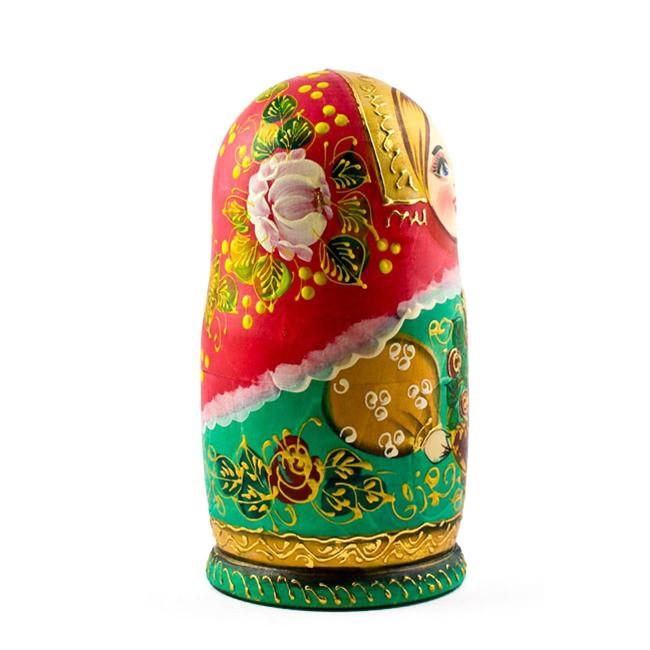 5 Girls with Basket Flowers Nesting Dolls  6.5 Inches - Image 5