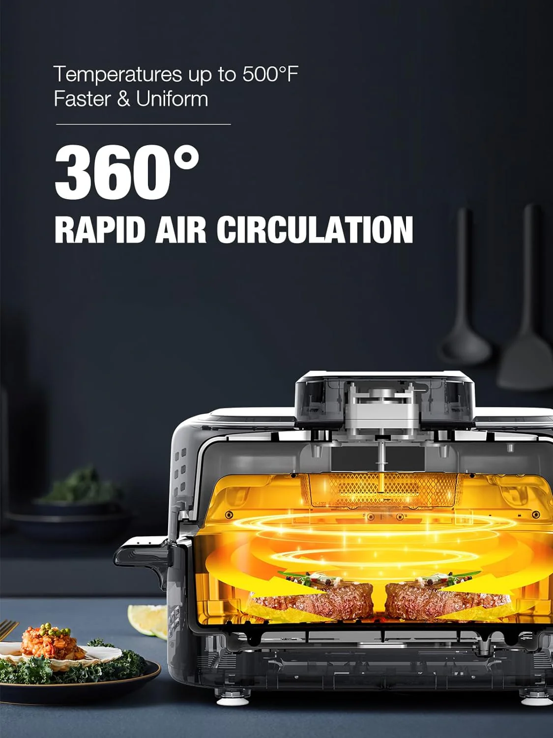 5-IN-1 5QT  Indoor Air Fry, Crisps, Roasts, Reheats, & Dehydrates, for Quick, Easy Meals,Nonstick，Black - Image 5