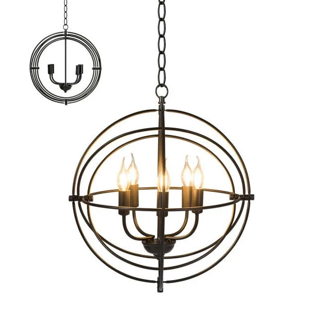 5 Light Brass Rustic Industrial Rotating Metal Chandelier - Image 3