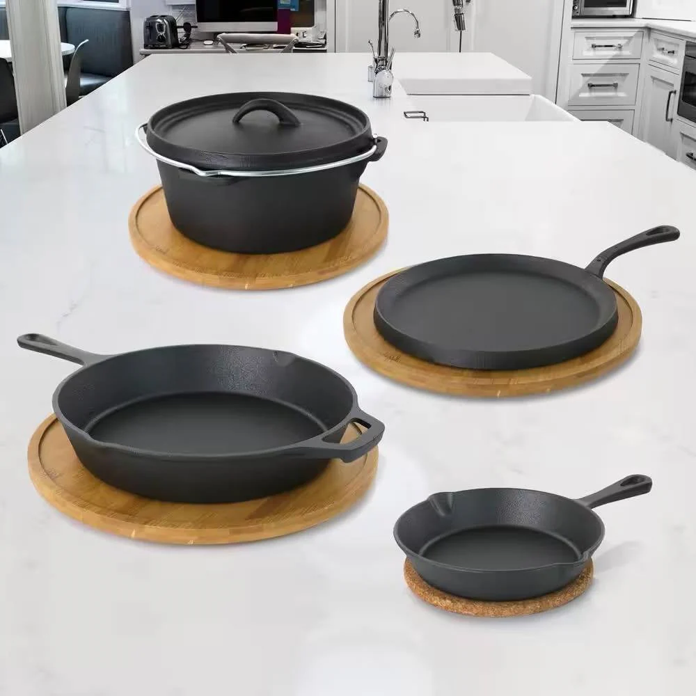 5-Piece Cast Iron Cookware Set with Dutch Oven Griddle and 2 Skillets - Image 2