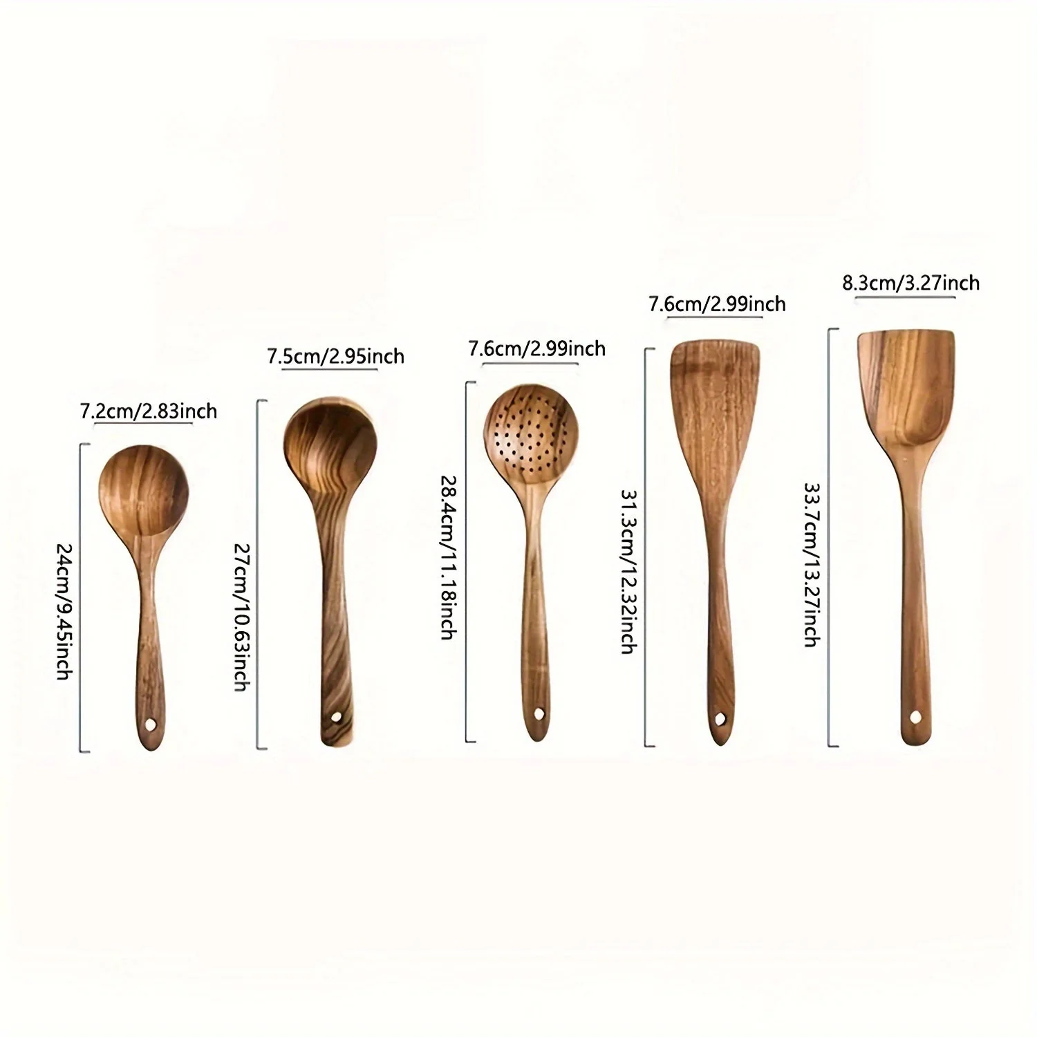 5-Piece Premium Wooden Utensil Set – Eco-Friendly & Stylish - Image 3