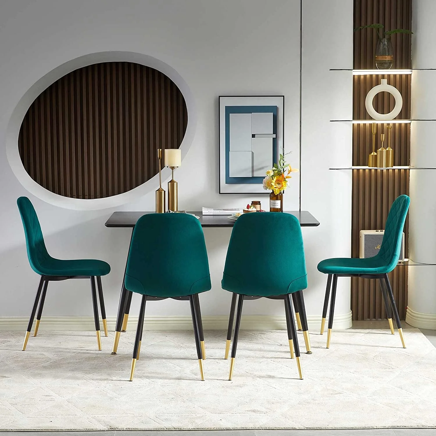 5-Piece Velvet Upholstered Dining Chairs – Modern Accent Chairs for Dining & Living Room - Image 2