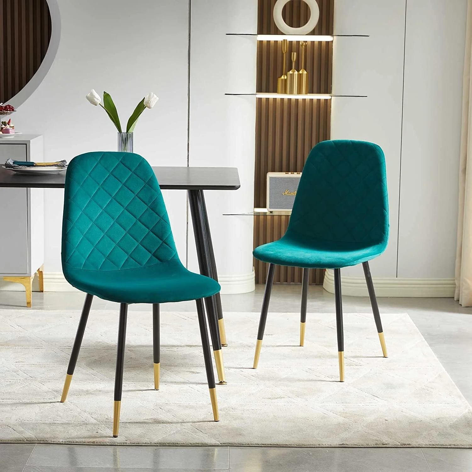 5-Piece Velvet Upholstered Dining Chairs – Modern Accent Chairs for Dining & Living Room - Image 3