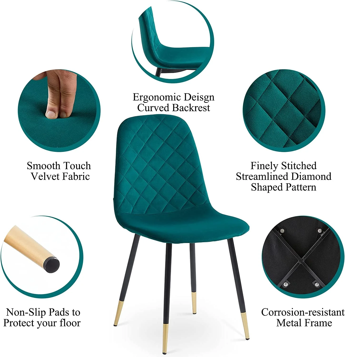 5-Piece Velvet Upholstered Dining Chairs – Modern Accent Chairs for Dining & Living Room - Image 4