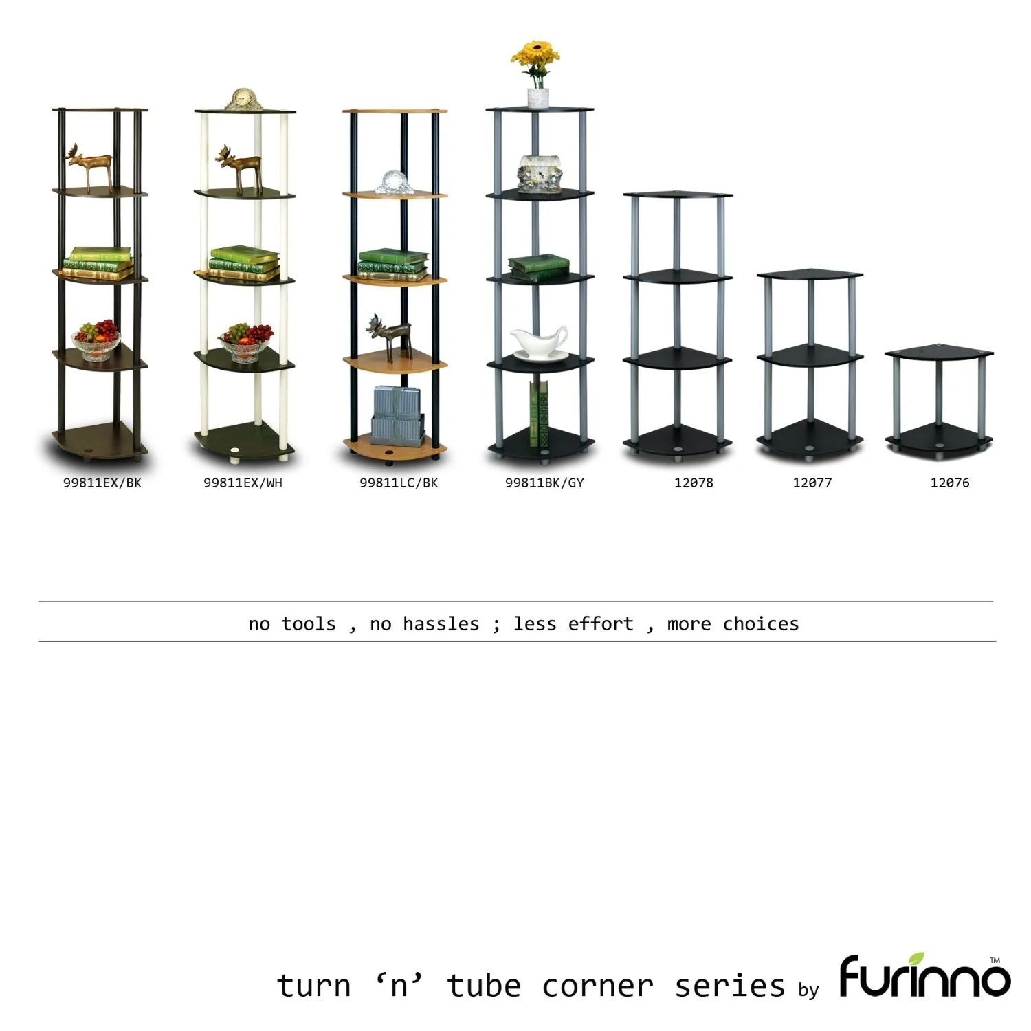5-Tier Corner Display Shelf Bookcase in Espresso & Black - Image 5
