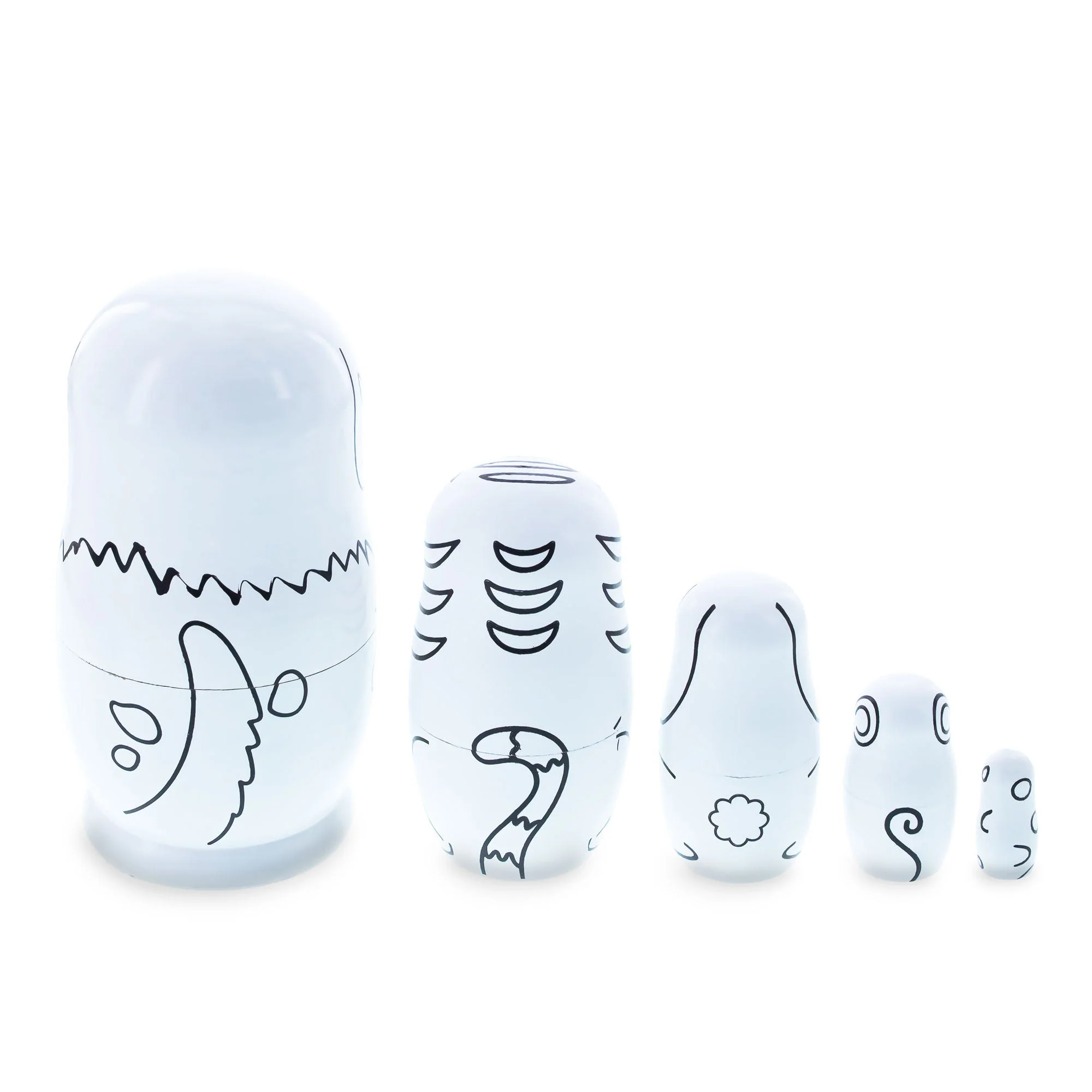 5 Unpainted Animals Wooden Nesting Dolls Matryoshka 4.75 Inches - Image 5