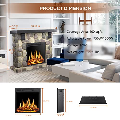50 Inch Electric Fireplace Stone Mantel Package Y4926 - Image 2