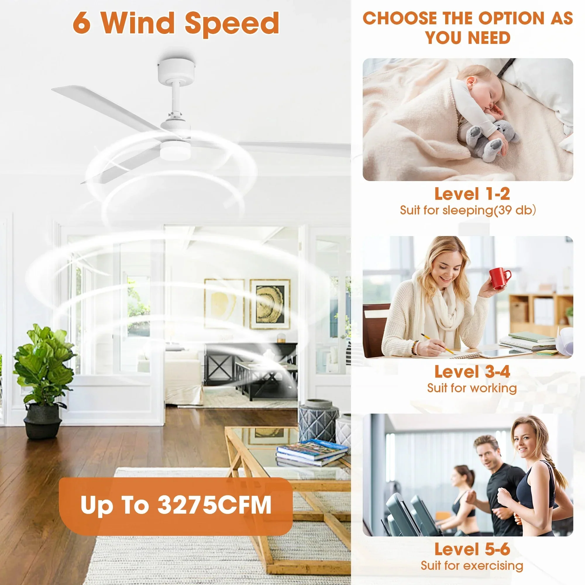 50 Inch Rae Modern Downrod Mount LED Ceiling Fan with Remote Control - Image 8