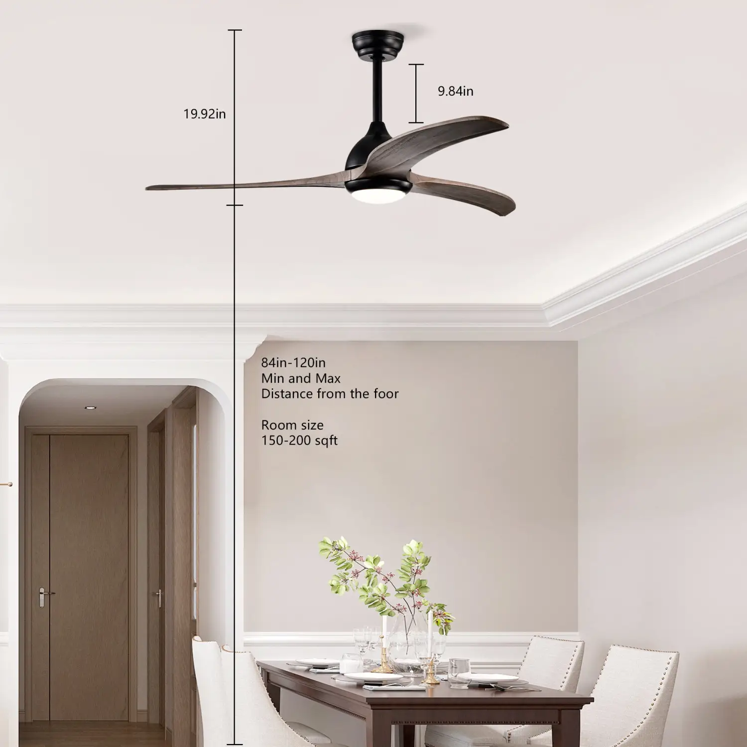 52" Ceiling Fan with Light Modern Design Remote and 6 Speed Options - Image 2