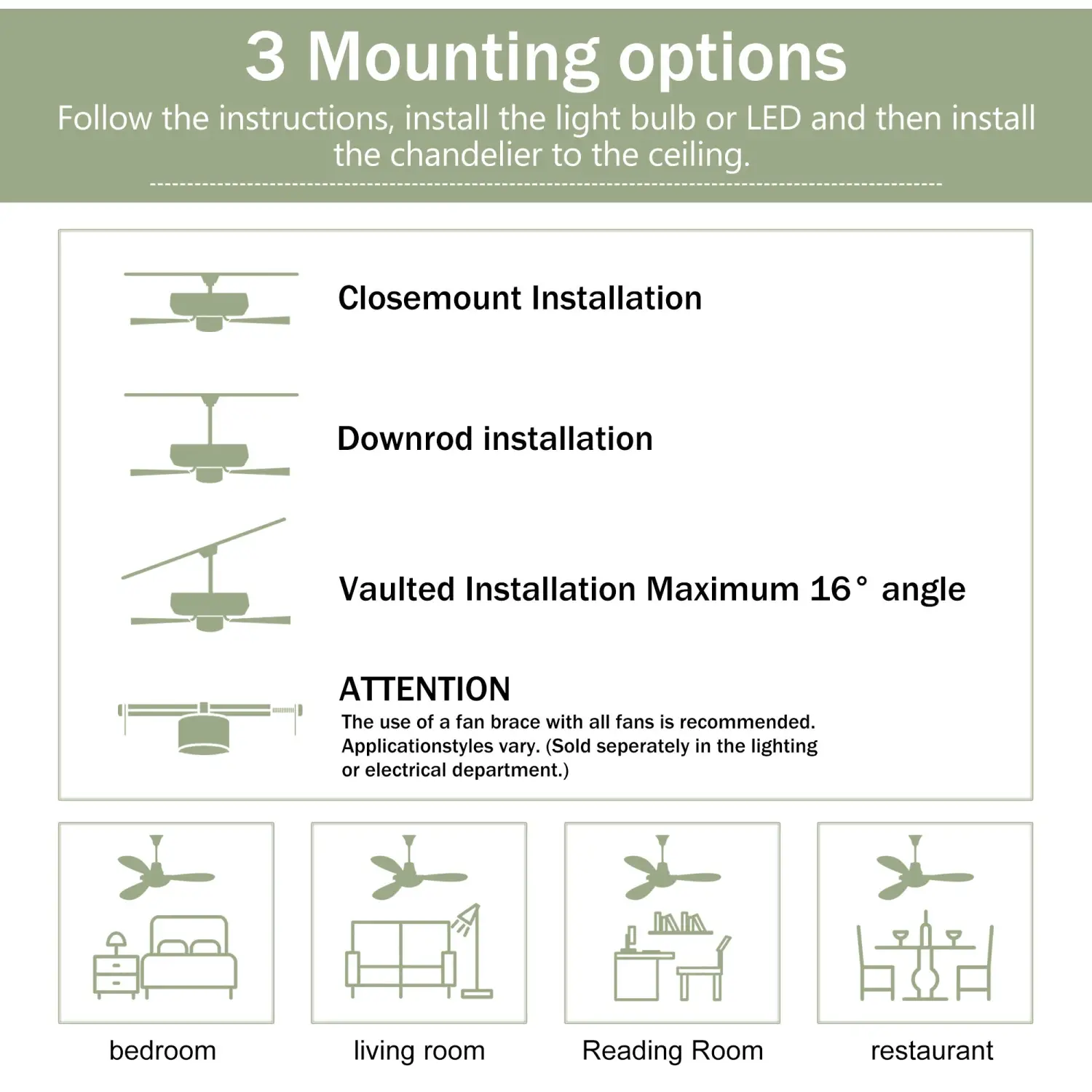 52" Ceiling Fan with Light Modern Design Remote and 6 Speed Options - Image 4