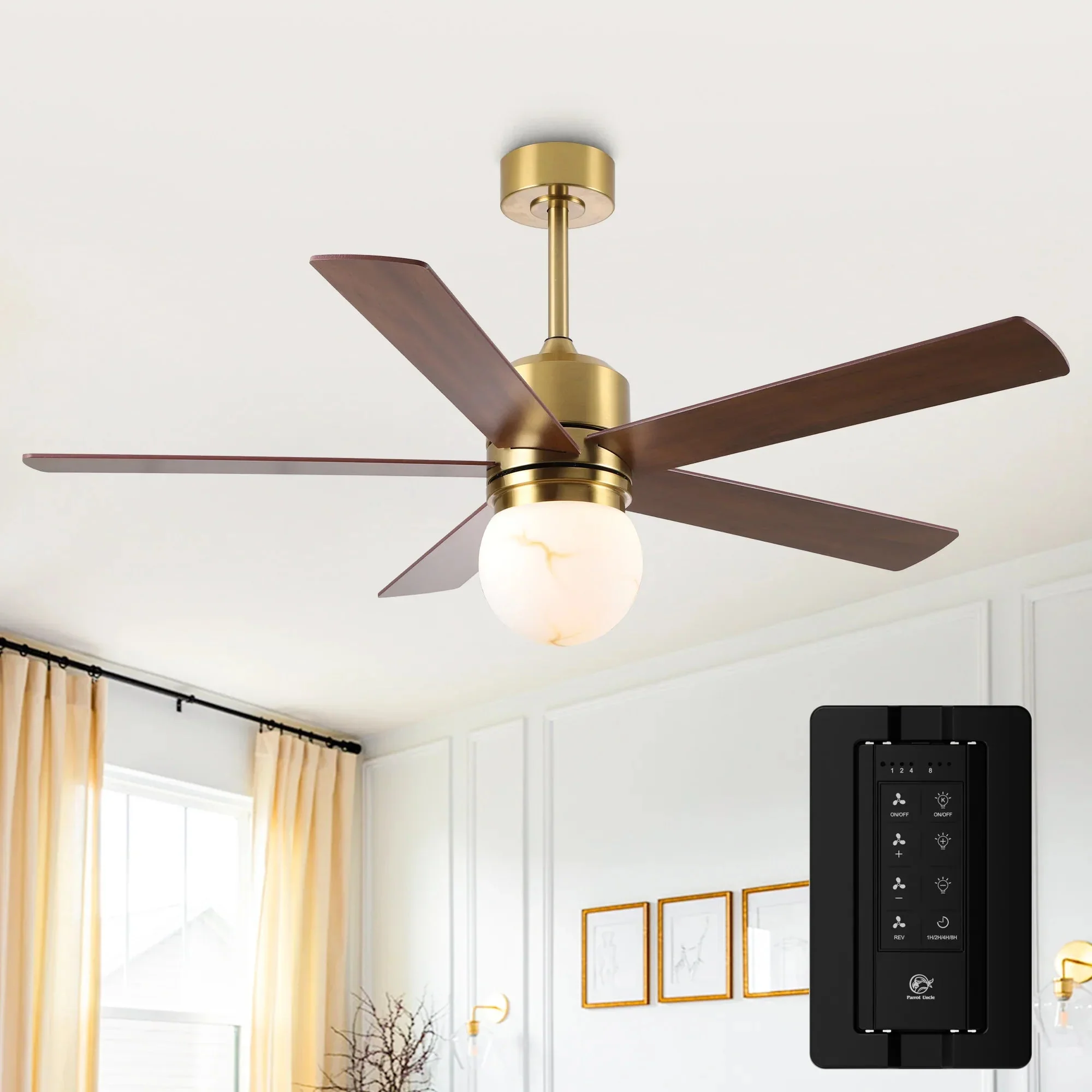 52 Inch Alva Double-sided Blades Downrod Mount LED Ceiling Fan with Remote Control - Image 11