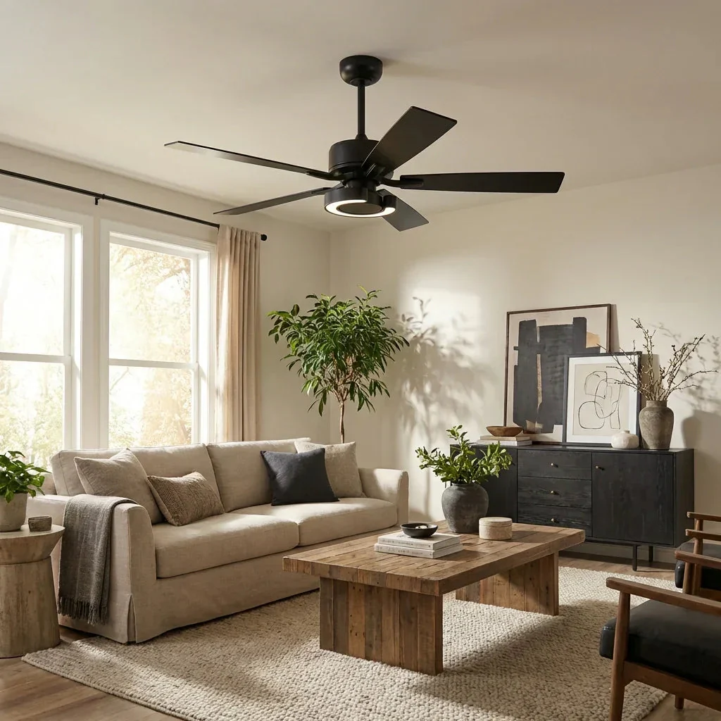 52 Inch Arlen Double-sided Blades Downrod Mount LED Ceiling Fan with Remote Control - Image 2