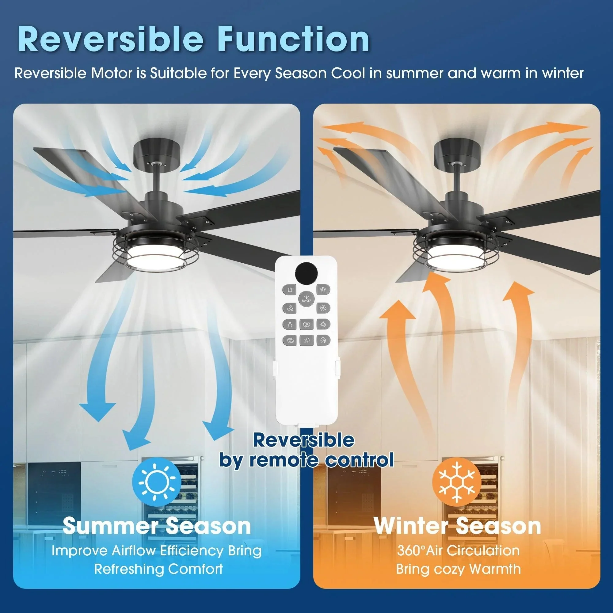 52 Inch Bernice DC Motor Industrial Downrod Ceiling Fan with LED Light and Remote Control - Image 10