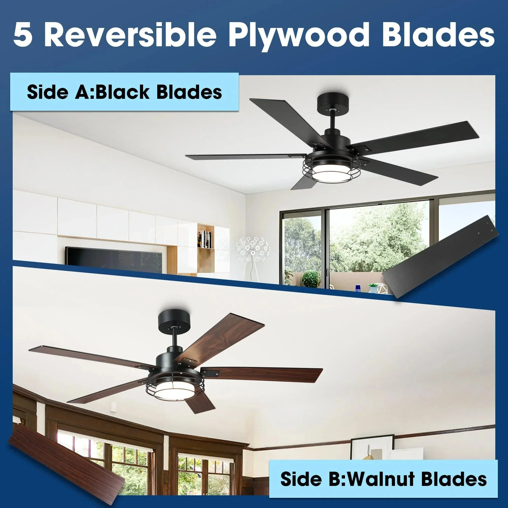 52 Inch Bernice DC Motor Industrial Downrod Ceiling Fan with LED Light and Remote Control - Image 14