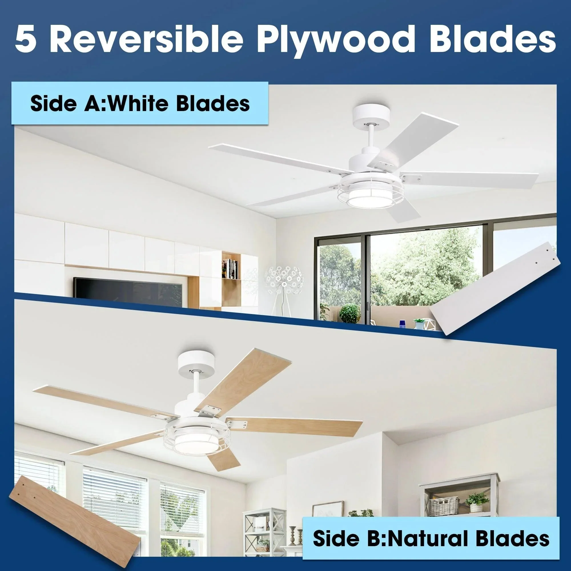 52 Inch Bernice DC Motor Industrial Downrod Ceiling Fan with LED Light and Remote Control - Image 15