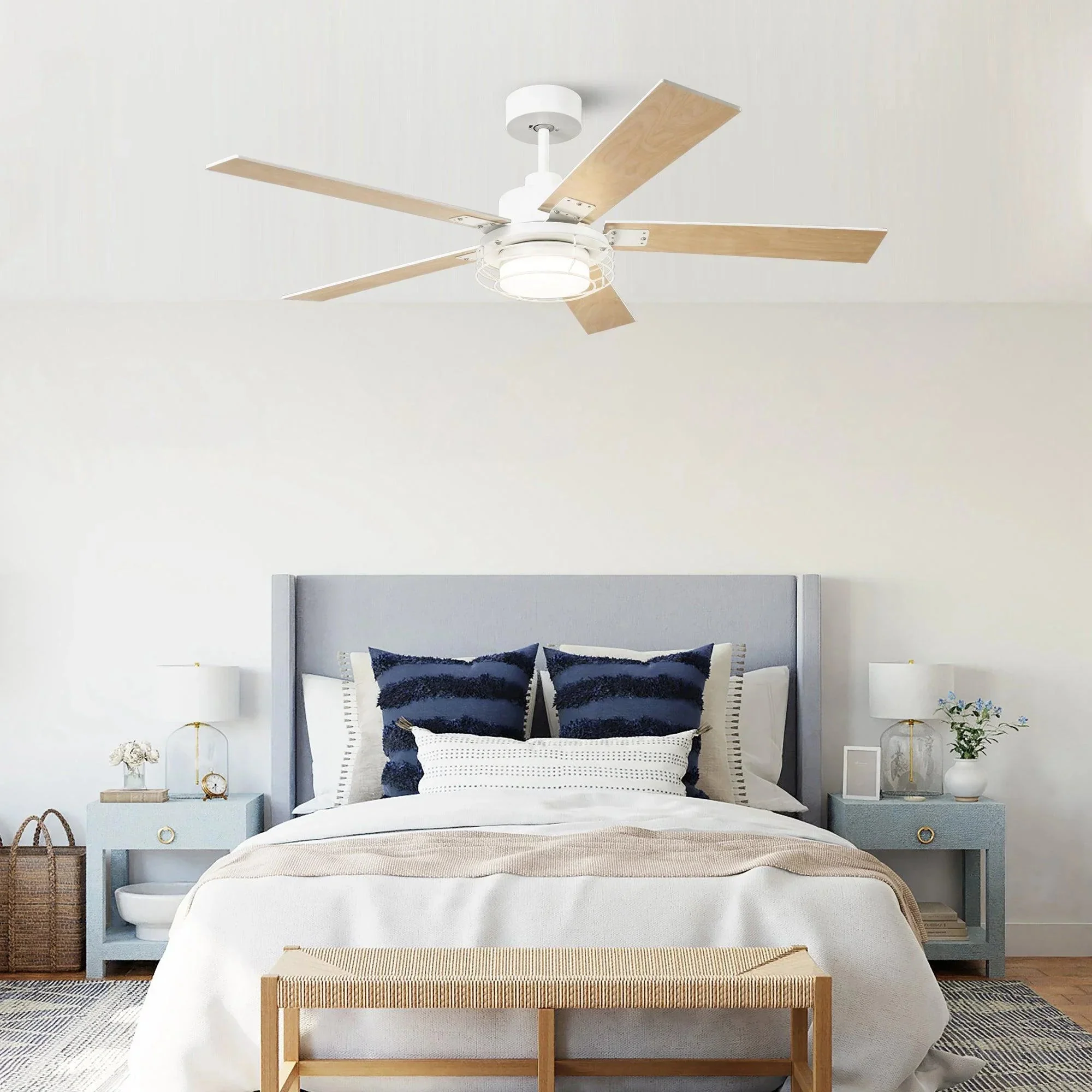52 Inch Bernice DC Motor Industrial Downrod Ceiling Fan with LED Light and Remote Control - Image 5