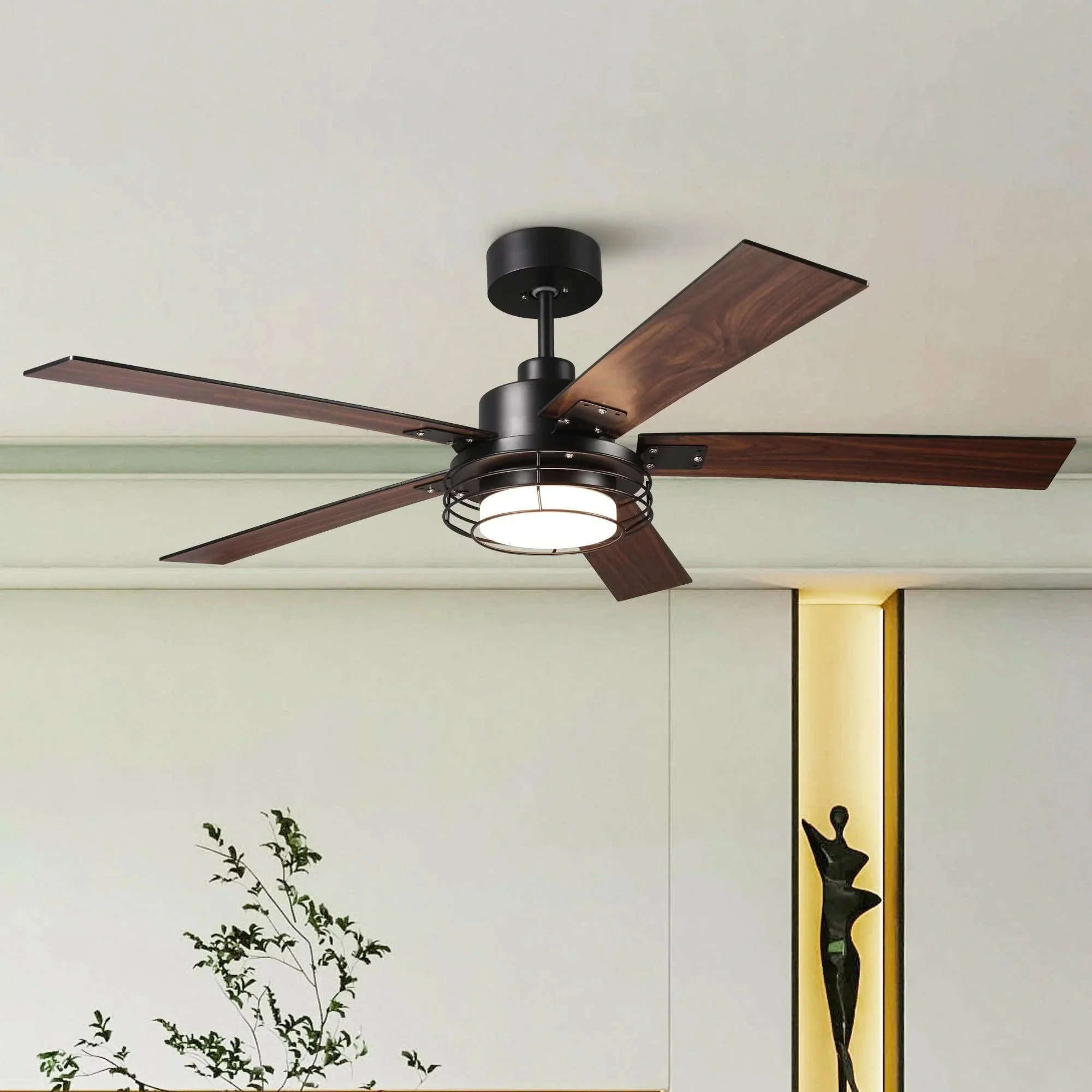 52 Inch Bernice DC Motor Industrial Downrod Ceiling Fan with LED Light and Remote Control - Image 7