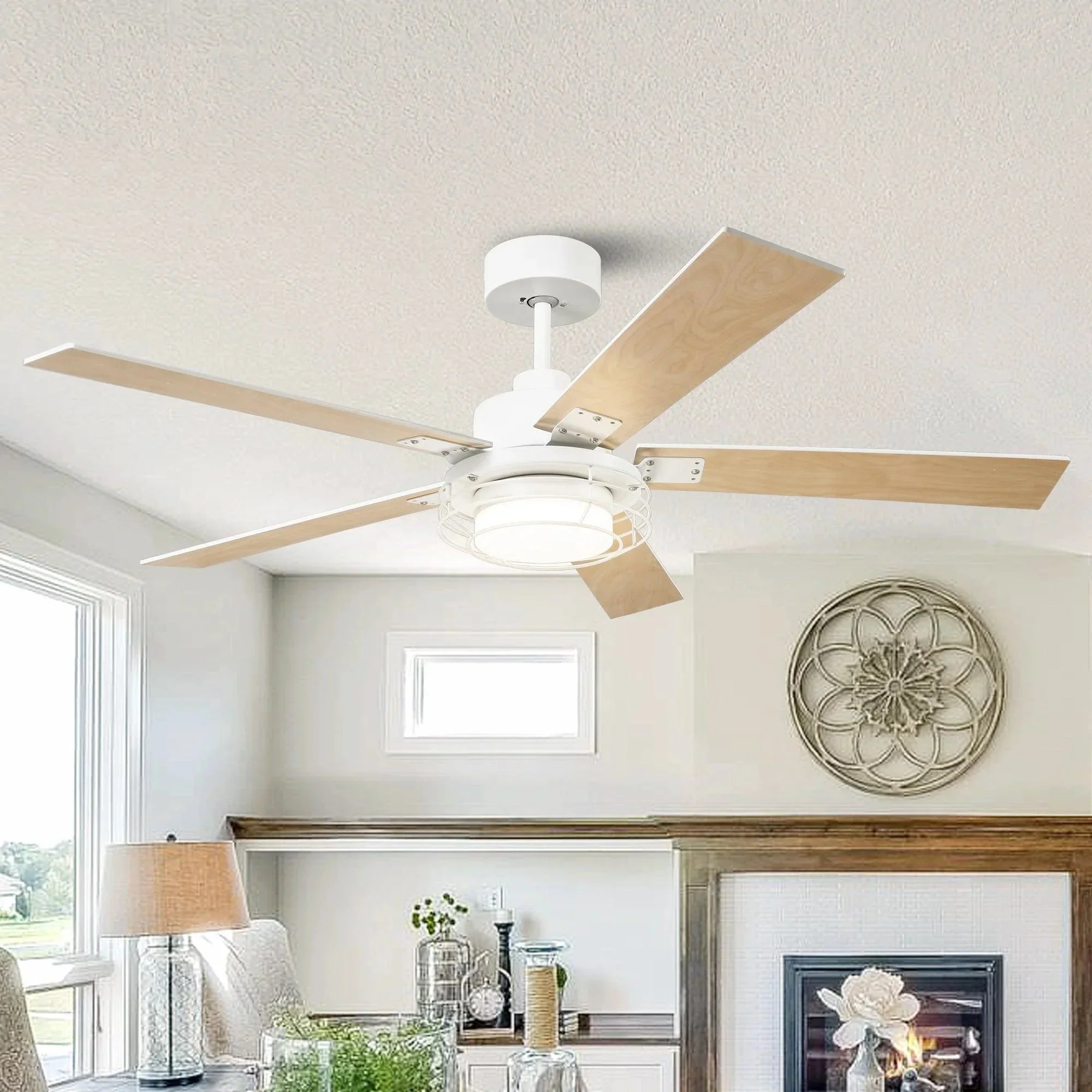 52 Inch Bernice DC Motor Industrial Downrod Ceiling Fan with LED Light and Remote Control - Image 8