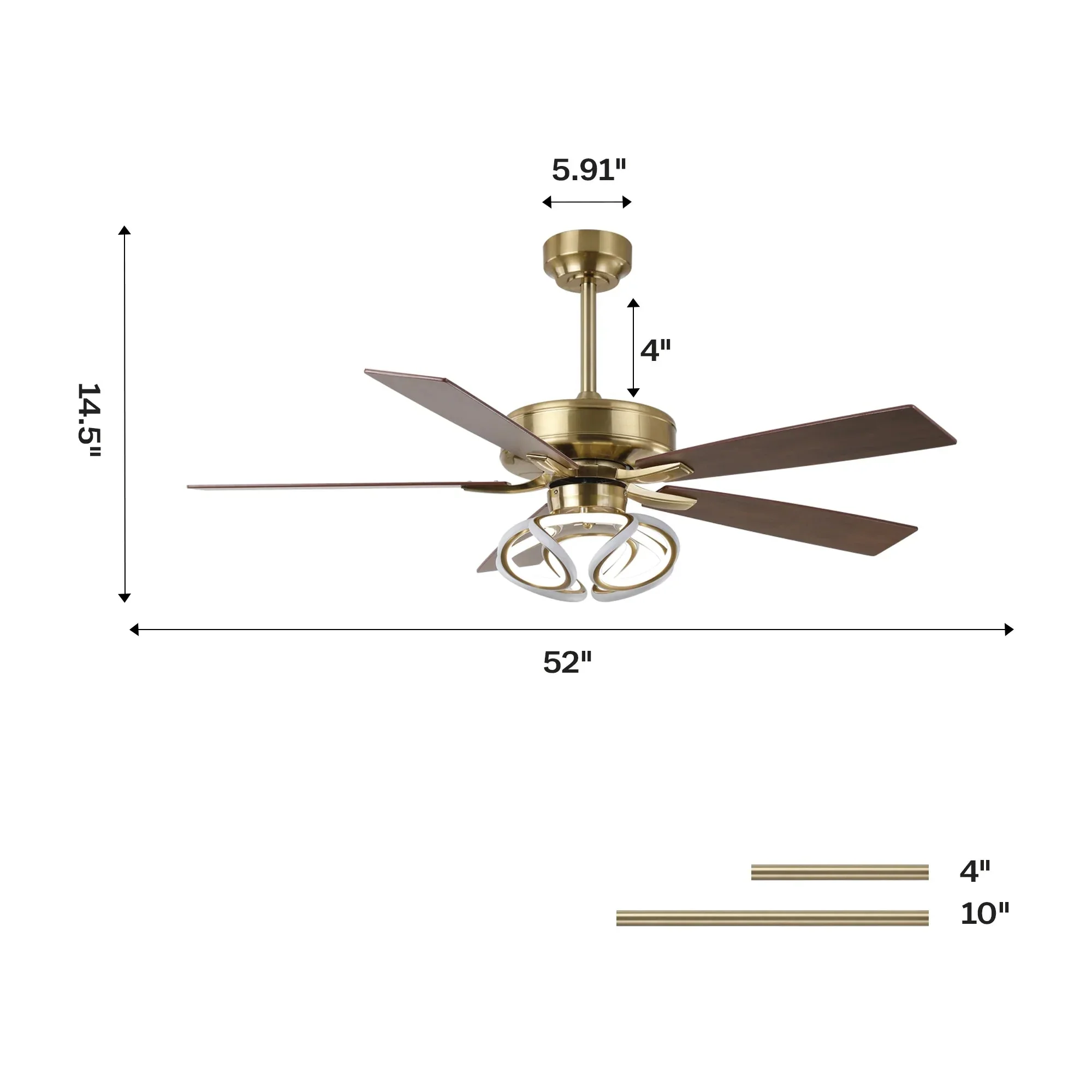 52 Inch Boyd Antique-bronze Golden Downrod Mount RGB LED Smart Fan - Image 19