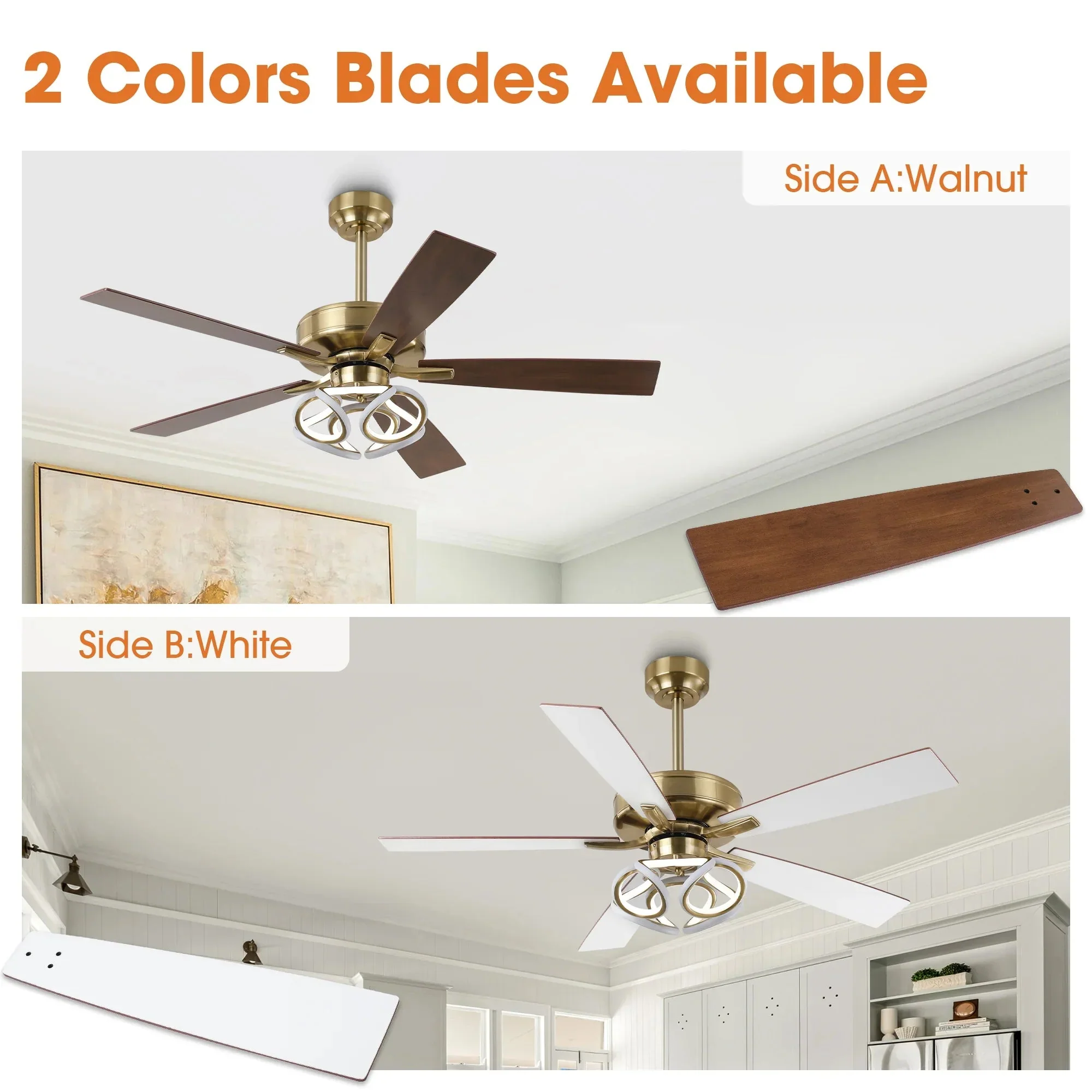 52 Inch Boyd Antique-bronze Golden Downrod Mount RGB LED Smart Fan - Image 9