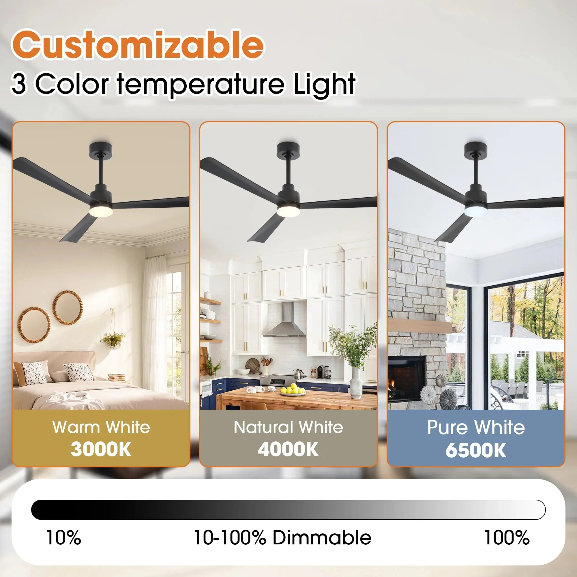 52 Inch Dinah Modern Downrod Mount Ceiling Fan with Remote Control and LED Light - Image 11