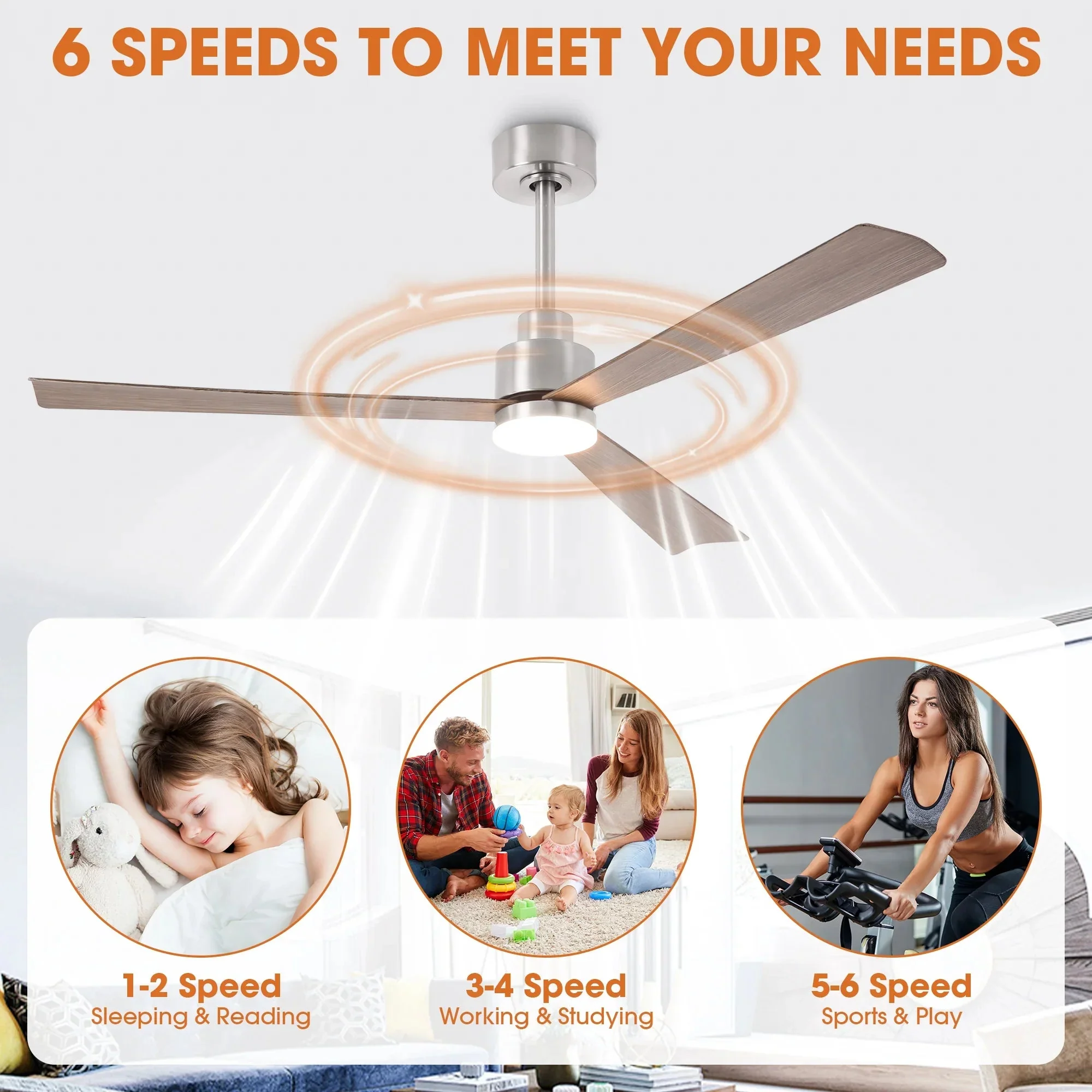 52 Inch Dinah Modern Downrod Mount Ceiling Fan with Remote Control and LED Light - Image 12
