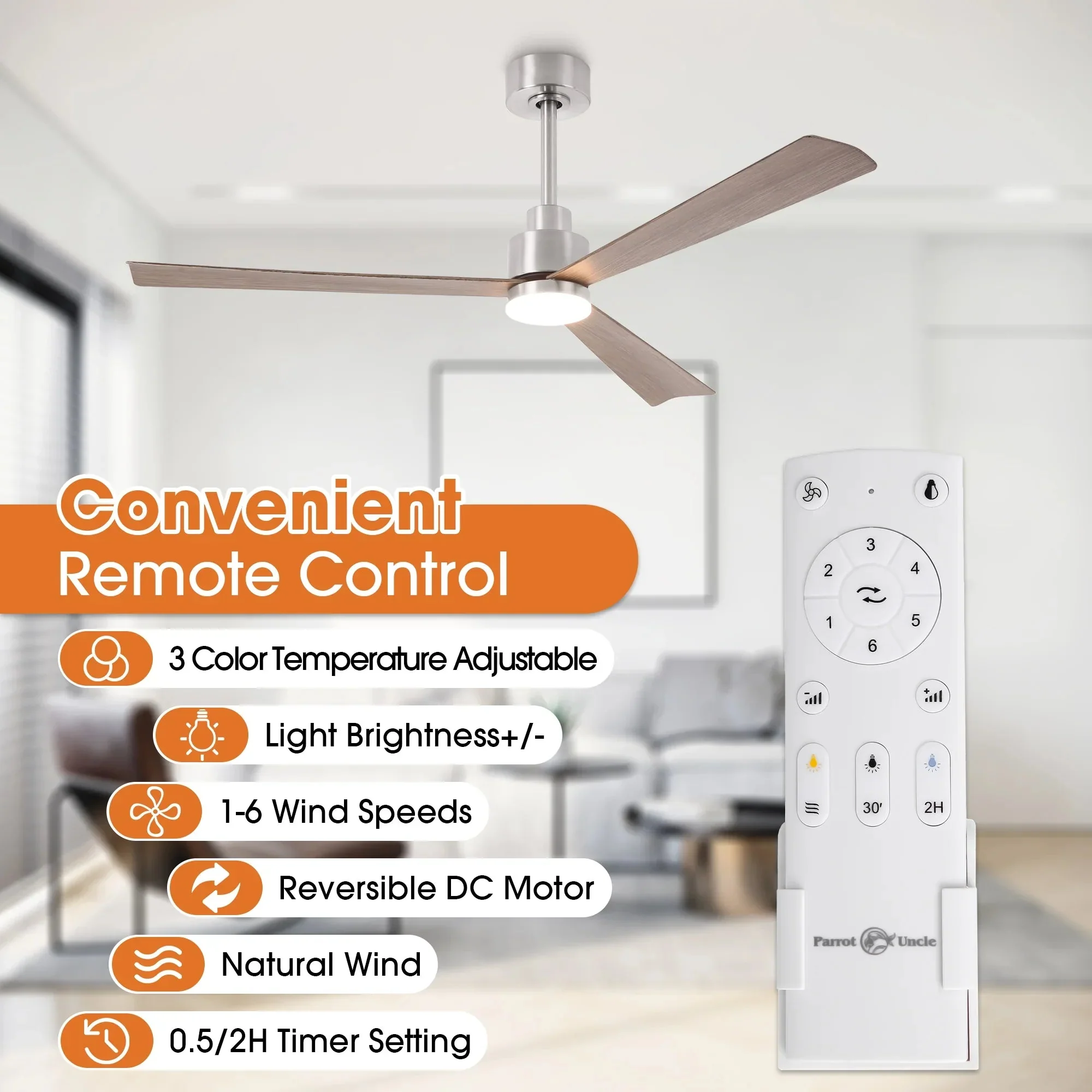 52 Inch Dinah Modern Downrod Mount Ceiling Fan with Remote Control and LED Light - Image 13