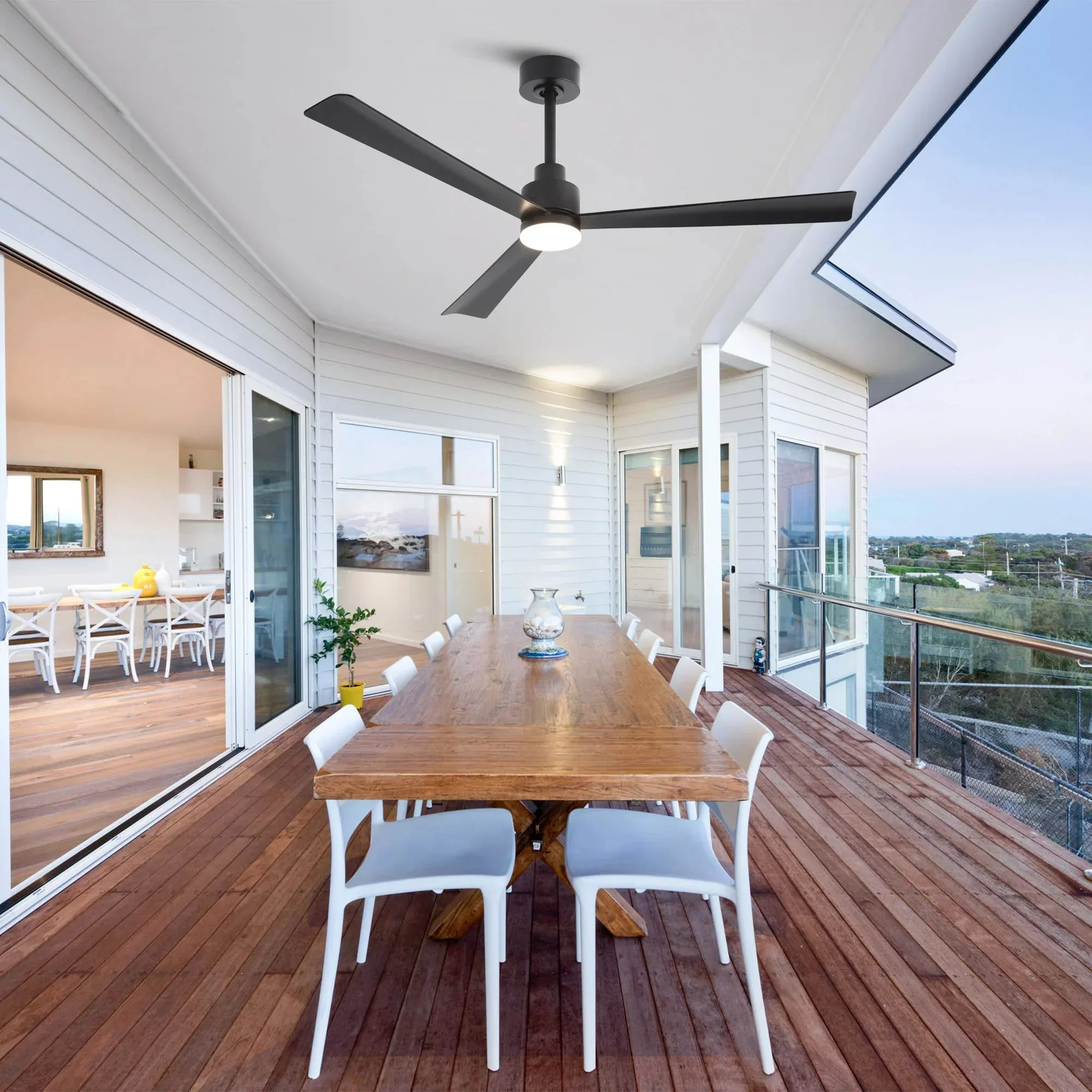 52 Inch Dinah Modern Downrod Mount Ceiling Fan with Remote Control and LED Light - Image 2