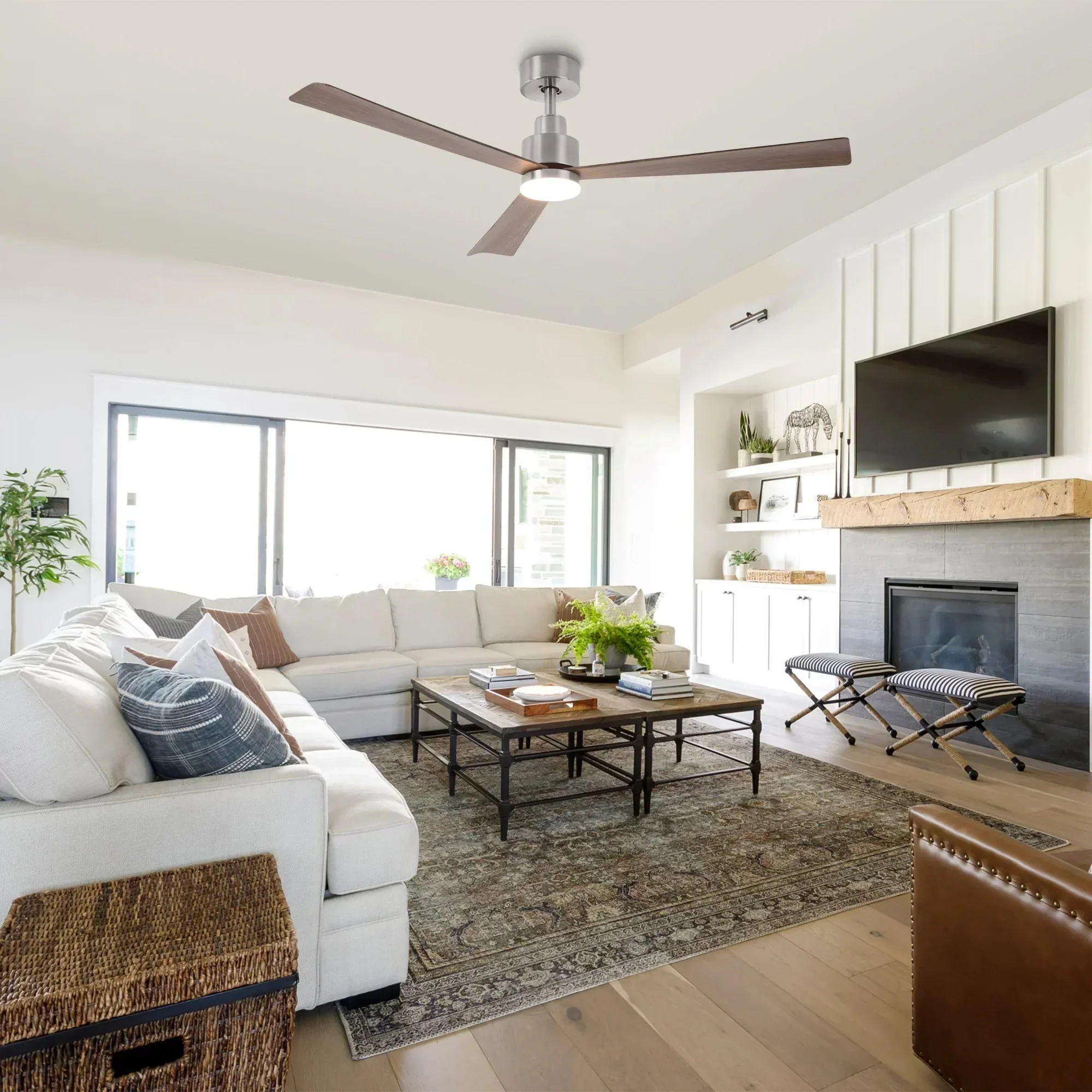 52 Inch Dinah Modern Downrod Mount Ceiling Fan with Remote Control and LED Light - Image 3