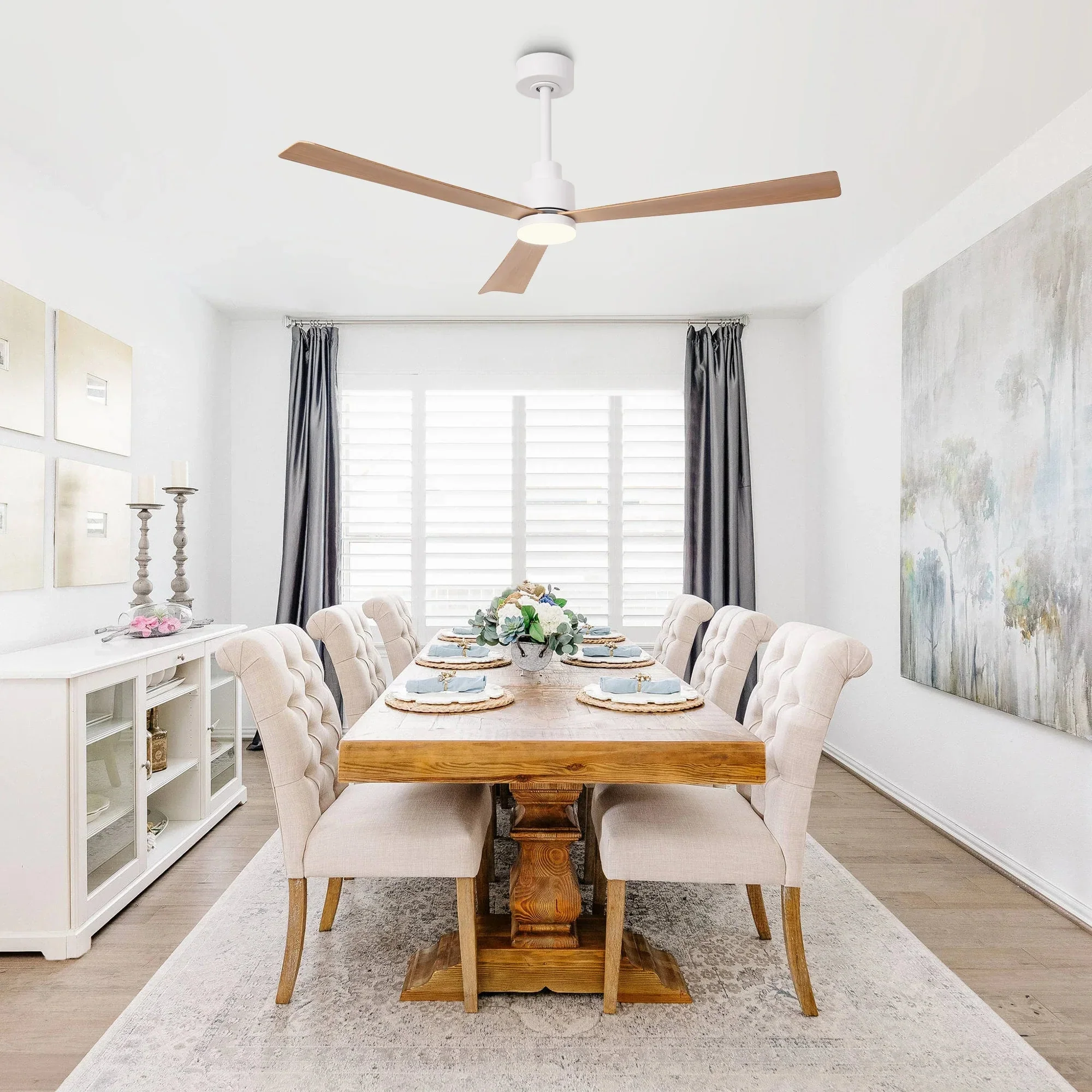 52 Inch Dinah Modern Downrod Mount Ceiling Fan with Remote Control and LED Light - Image 5