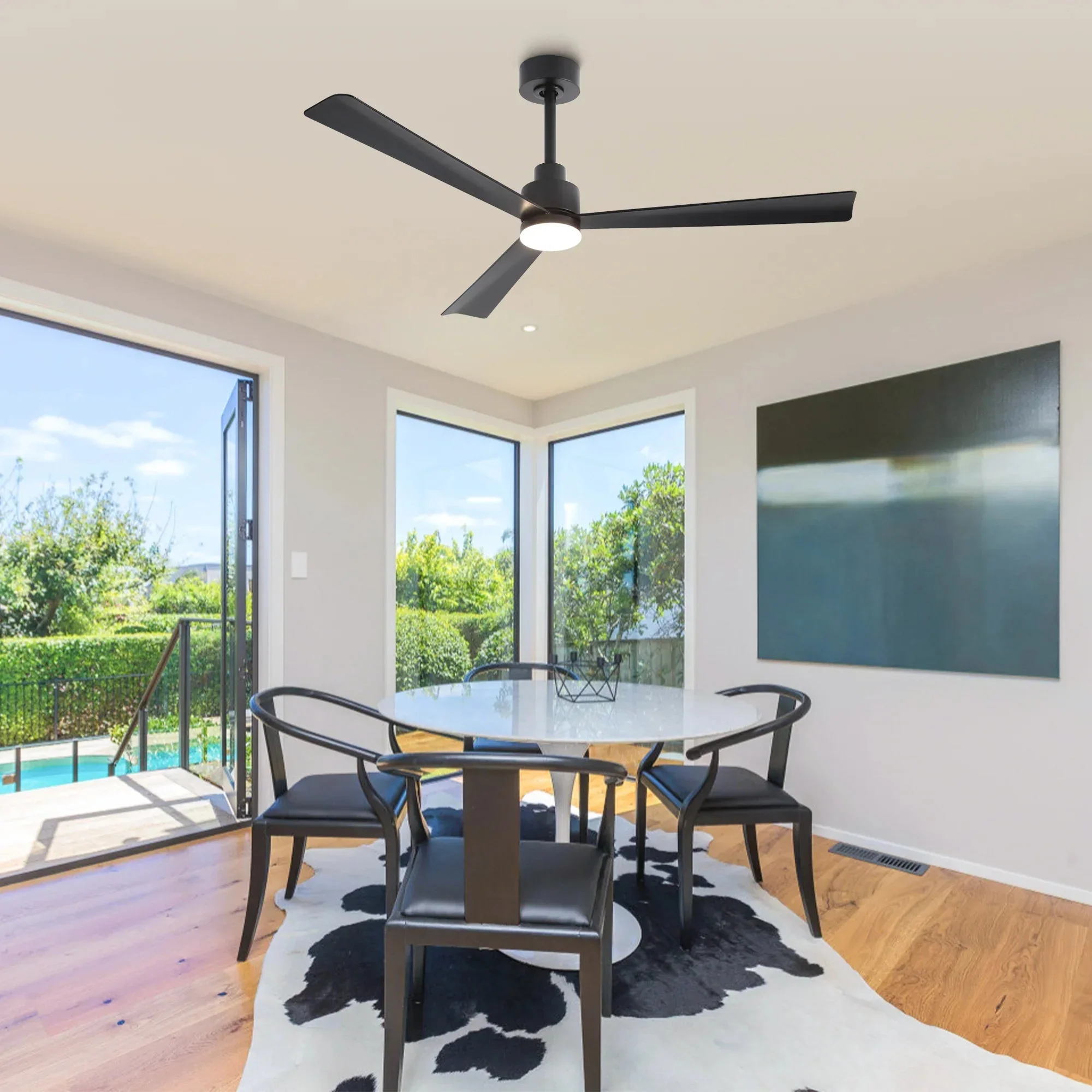 52 Inch Dinah Modern Downrod Mount Ceiling Fan with Remote Control and LED Light - Image 7
