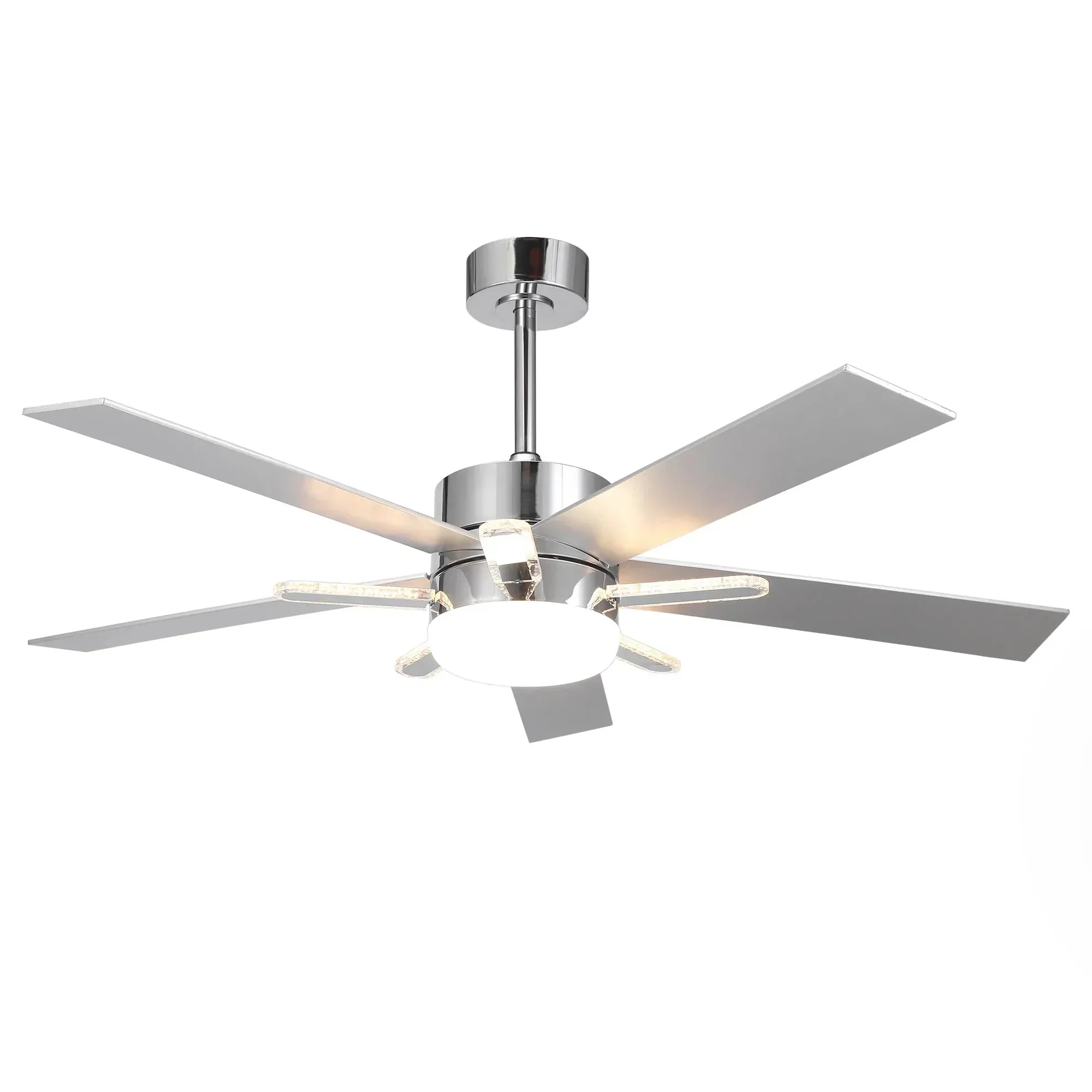 52 Inch Double-sided Blades Modern Downrod Mount Ceiling Fan with Main/Side LED Light - Image 15