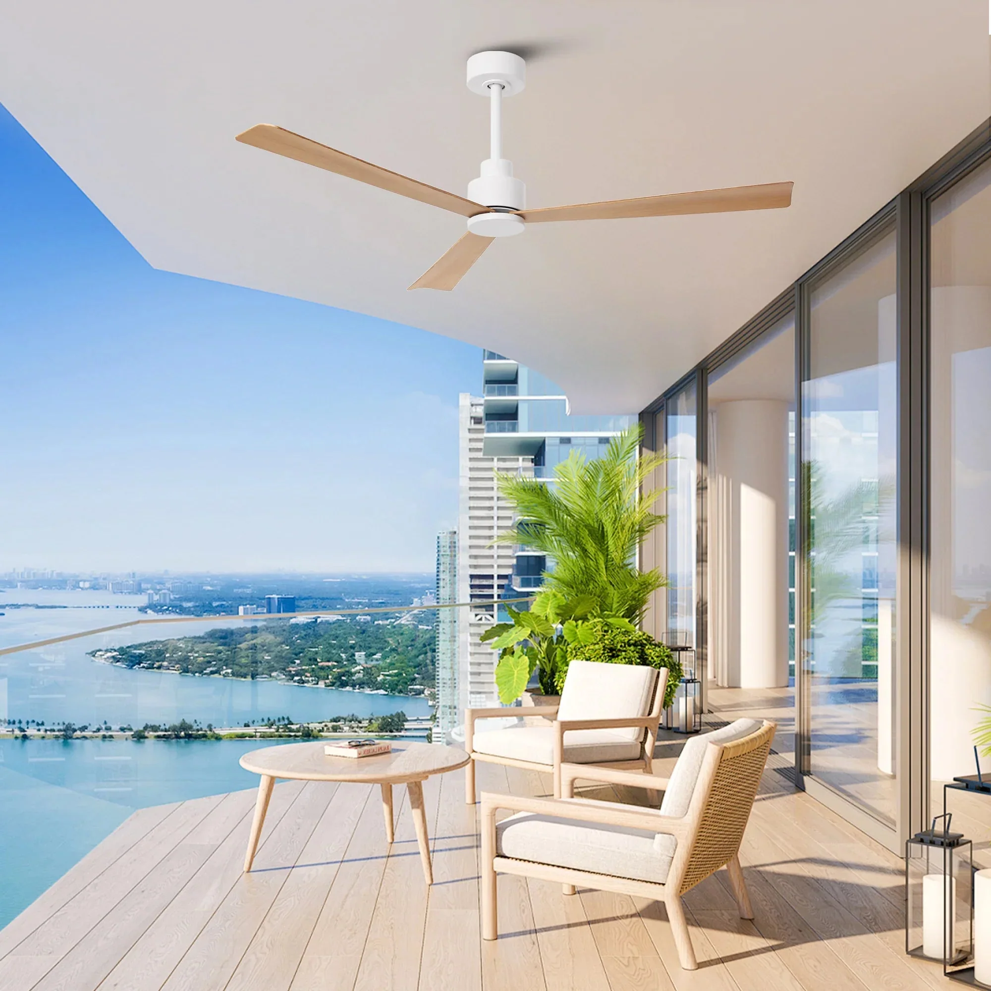 52 Inch Esther 3-Blades Modern Downrod Mount Ceiling Fan with Remote Control - Image 2