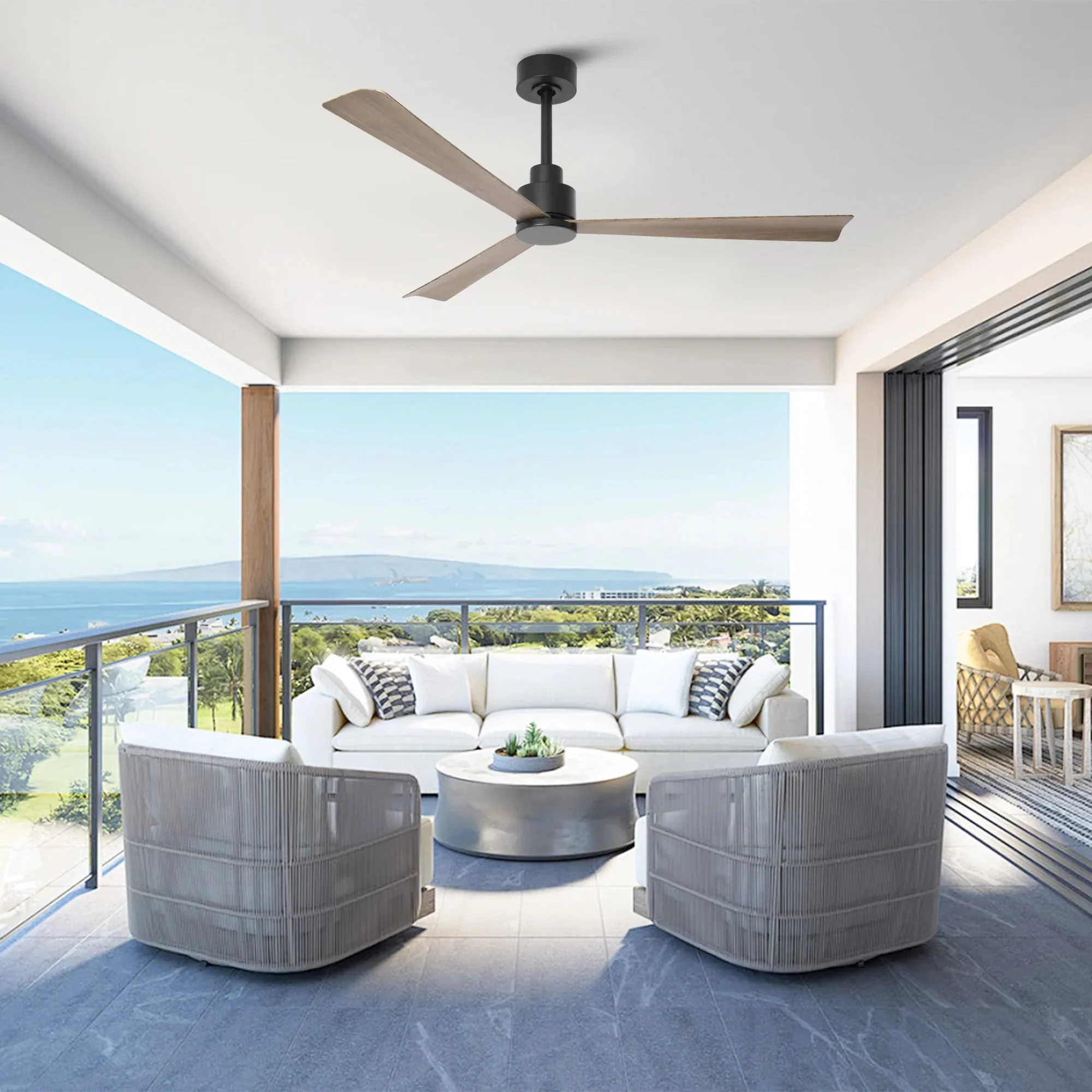 52 Inch Esther 3-Blades Modern Downrod Mount Ceiling Fan with Remote Control - Image 6