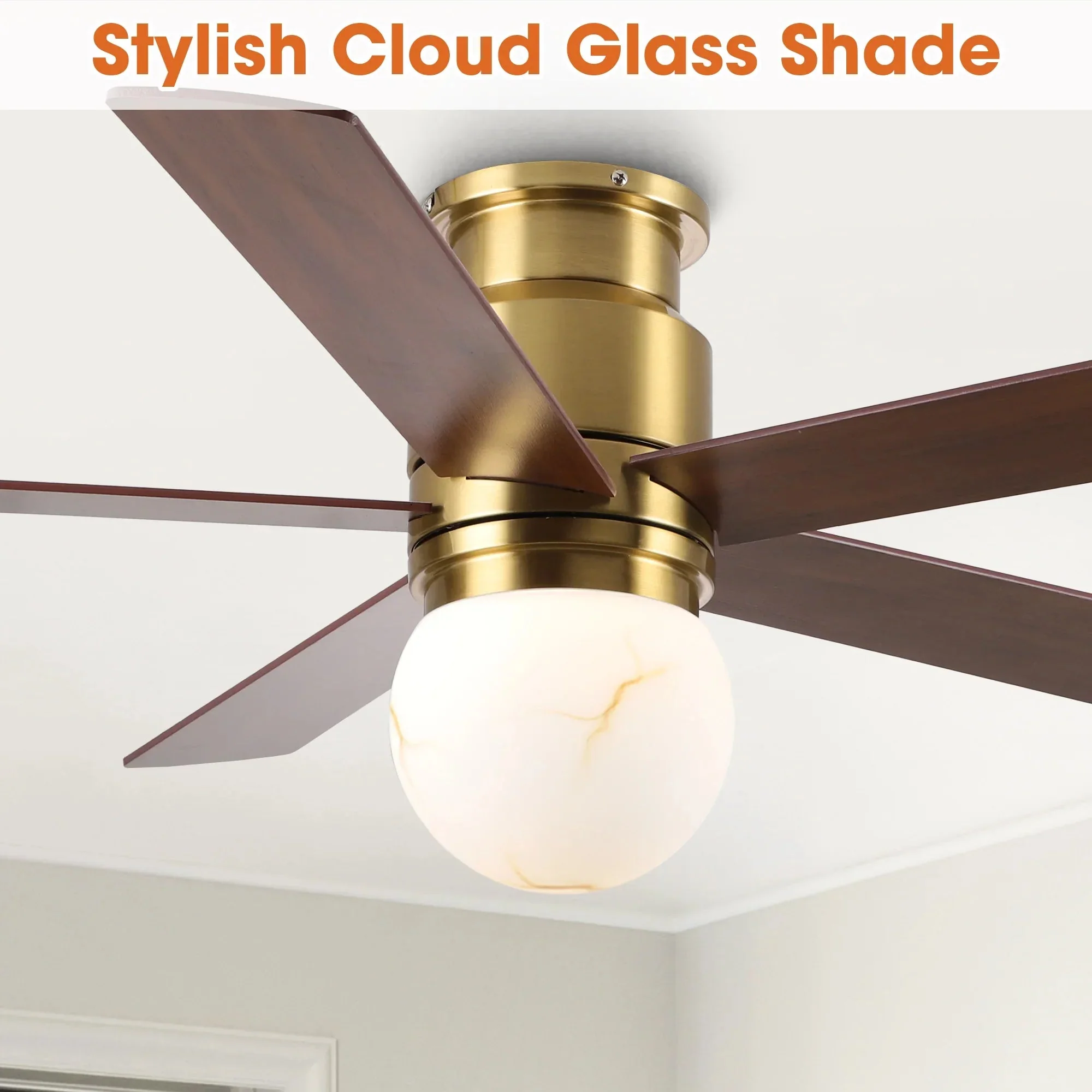 52 Inch Fanny Double-sided Blades Flush Mount LED Ceiling Fan with Remote Control - Image 11