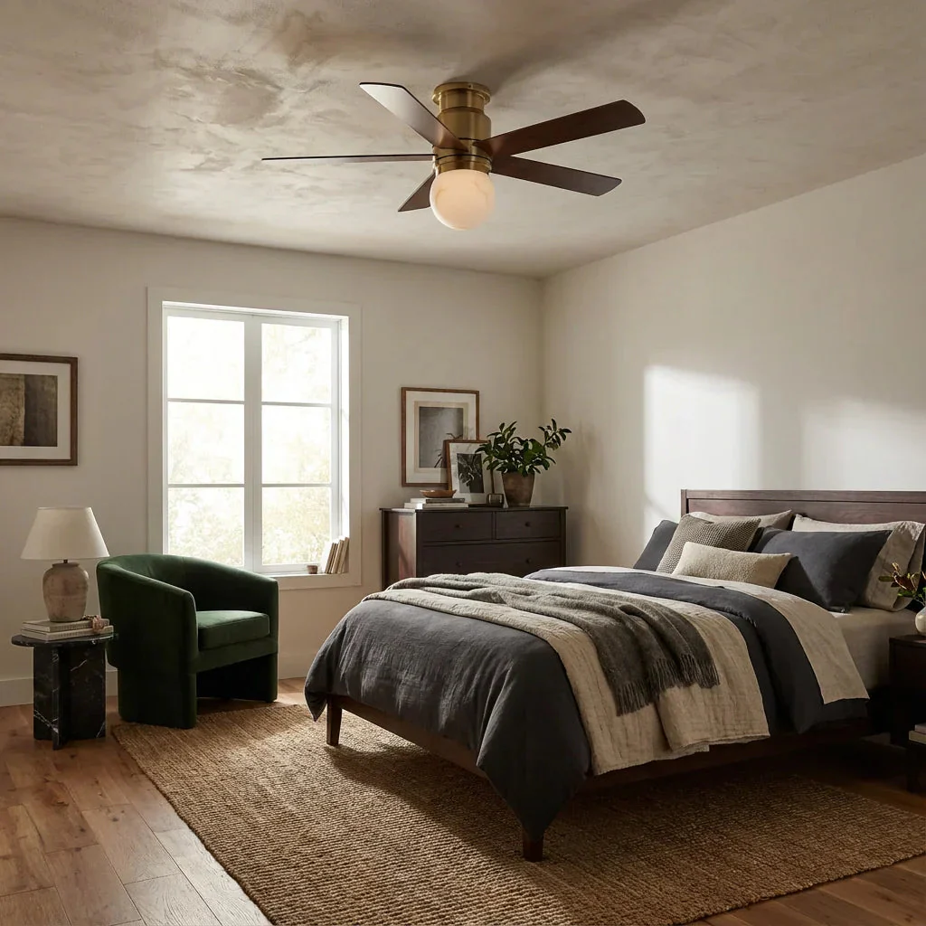 52 Inch Fanny Double-sided Blades Flush Mount LED Ceiling Fan with Remote Control - Image 2