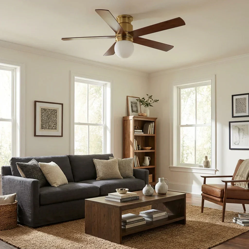 52 Inch Fanny Double-sided Blades Flush Mount LED Ceiling Fan with Remote Control - Image 3
