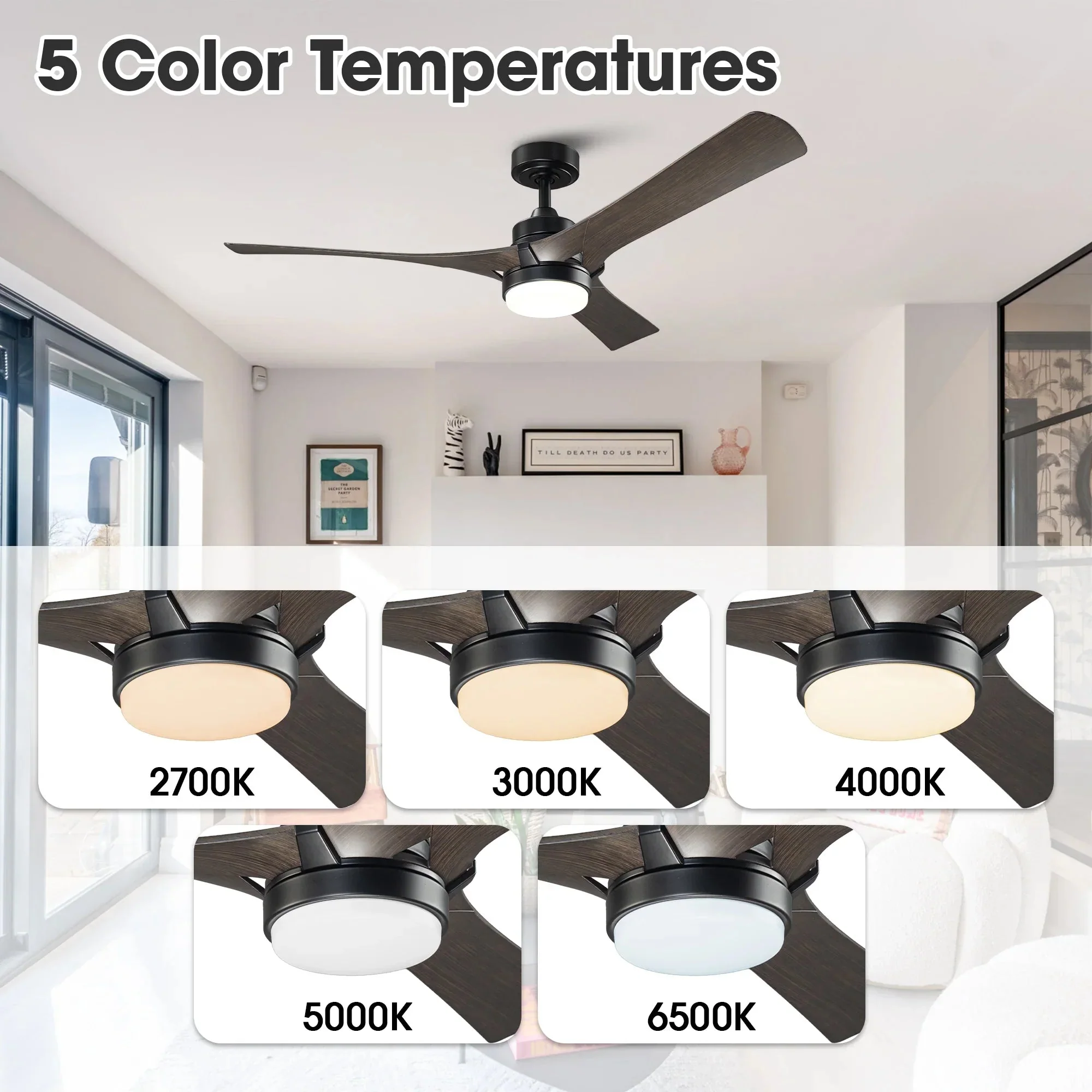 52 Inch Ivy Industrial Downrod Mount LED Ceiling Fan with Remote Control - Image 10