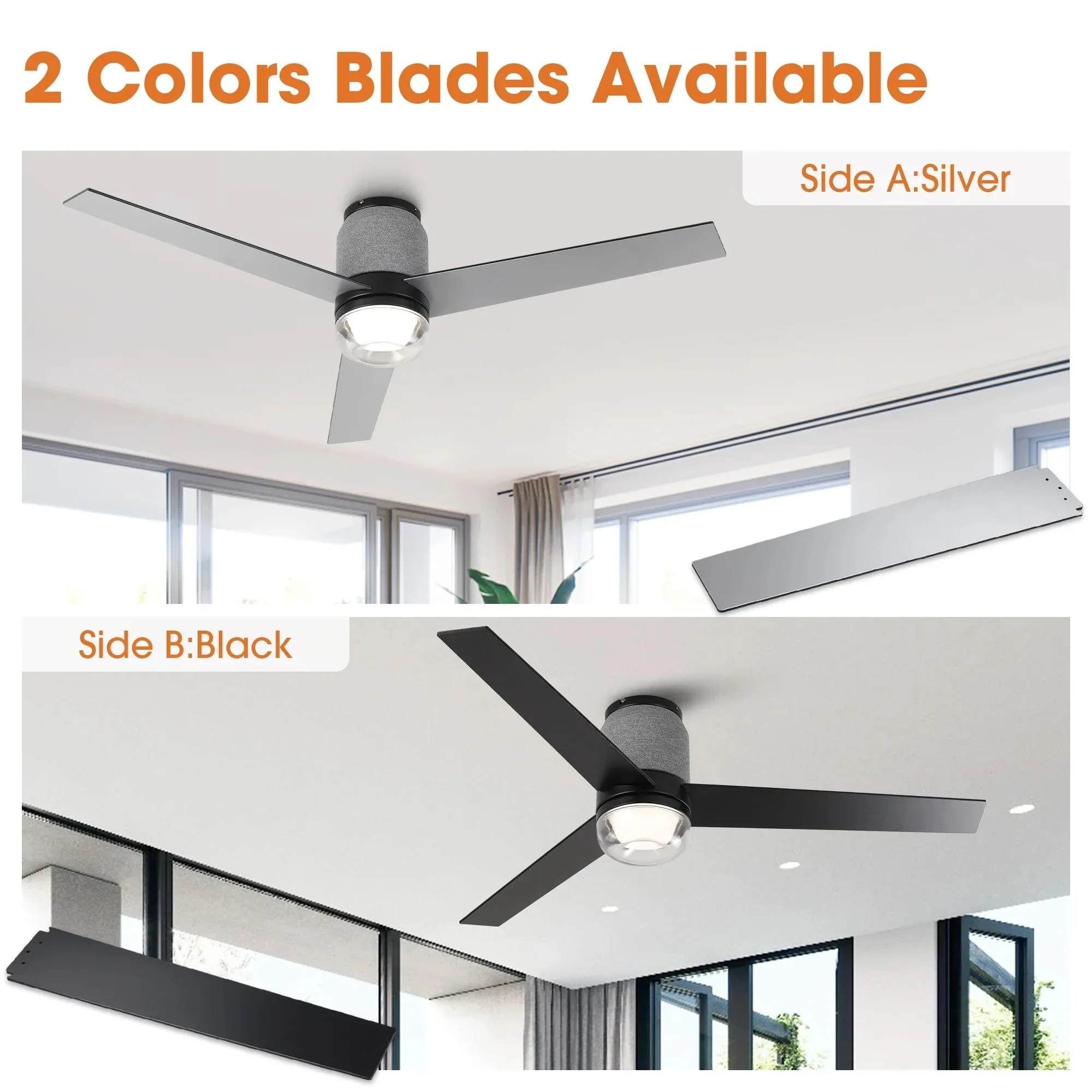 52 Inch Pearl Black RGB LED Smart Fan with Remote and App Control - Image 9