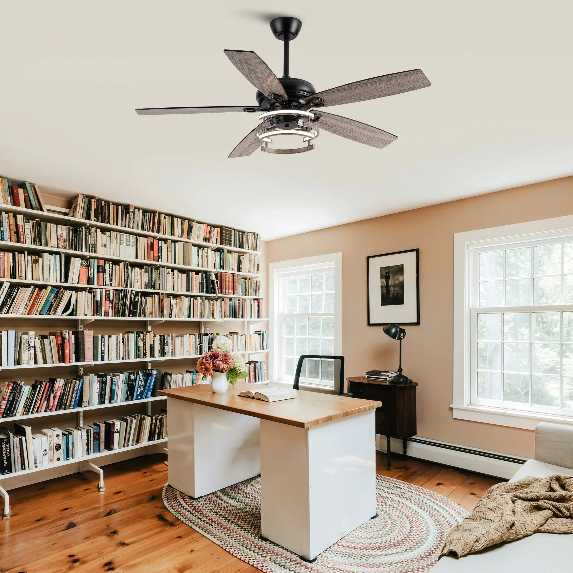 52 Inch Rita Double-sided Blades Downrod Mount LED Ceiling Fan with Remote Control - Image 4