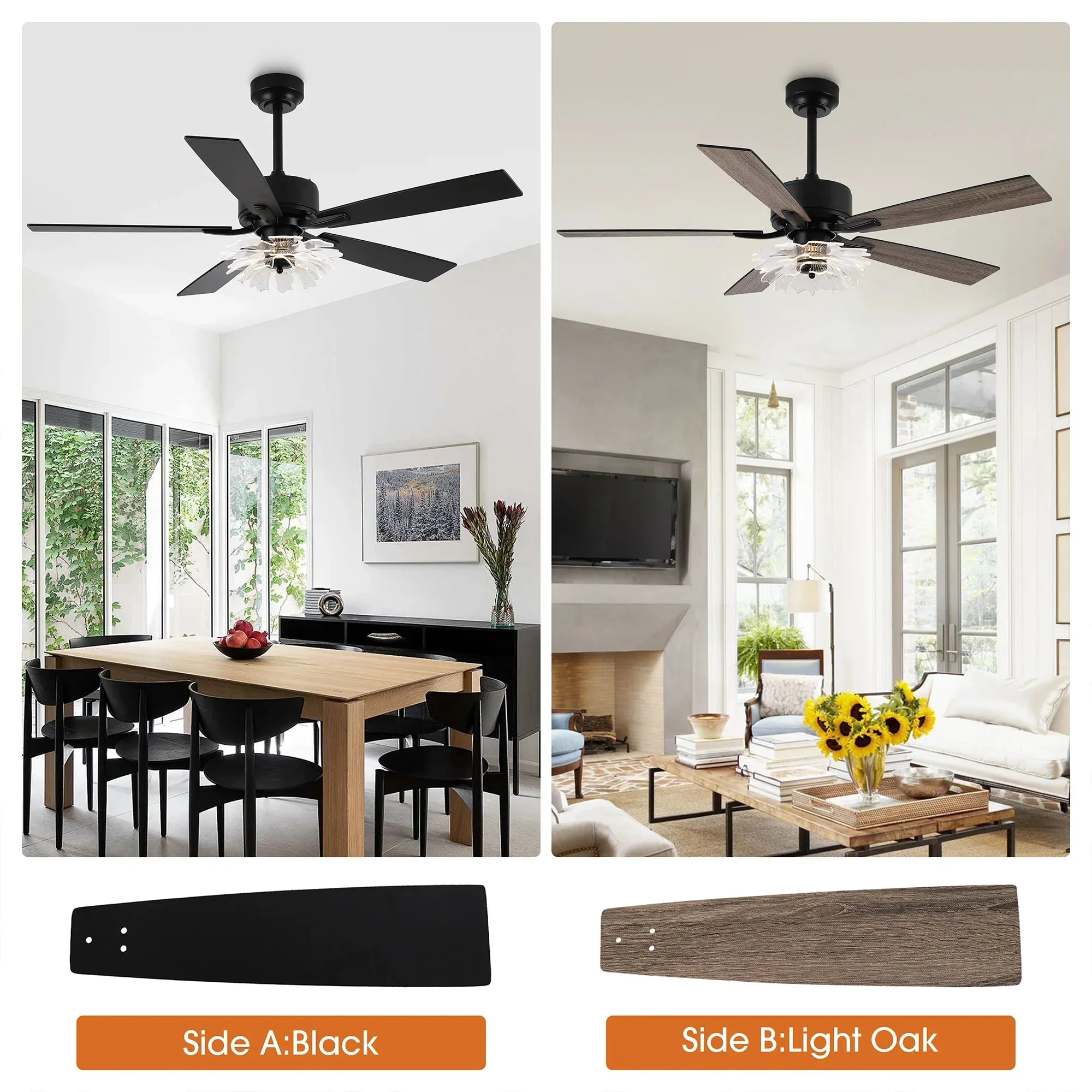 52 Inch Rory Modern Downrod Mount LED Ceiling Fan with Remote Control - Image 10
