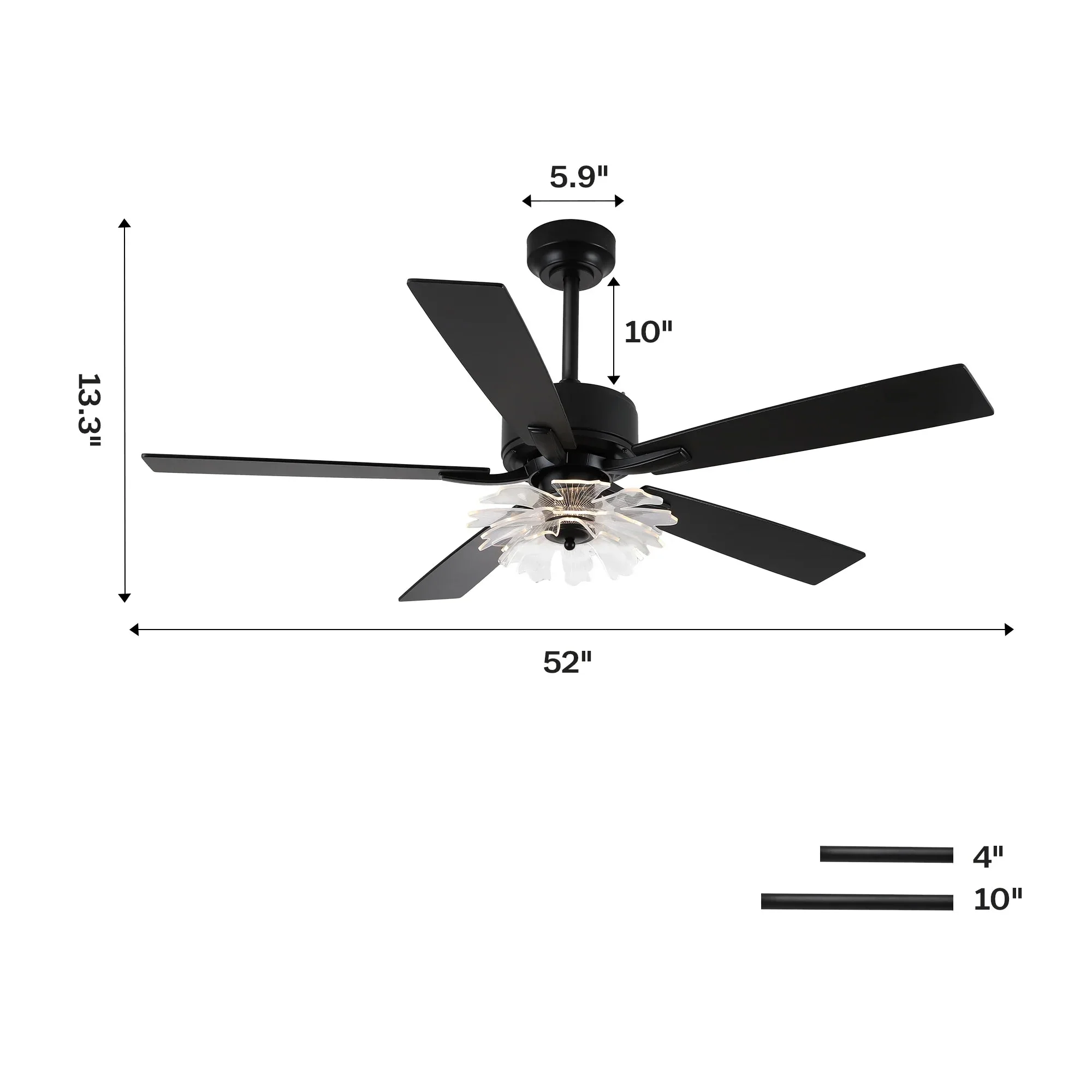 52 Inch Rory Modern Downrod Mount LED Ceiling Fan with Remote Control - Image 23
