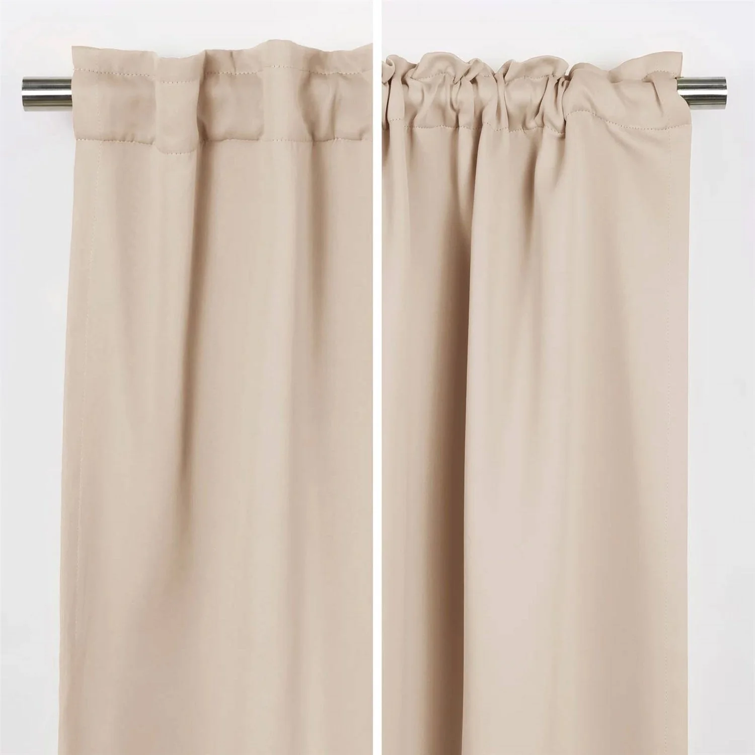52 x 120 inch Solid Beige Cream Thermal Blackout Curtain Panels - Set of 2 - Image 3