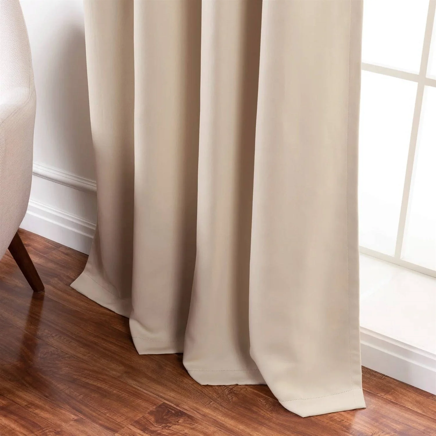 52 x 120 inch Solid Beige Cream Thermal Blackout Curtain Panels - Set of 2 - Image 4